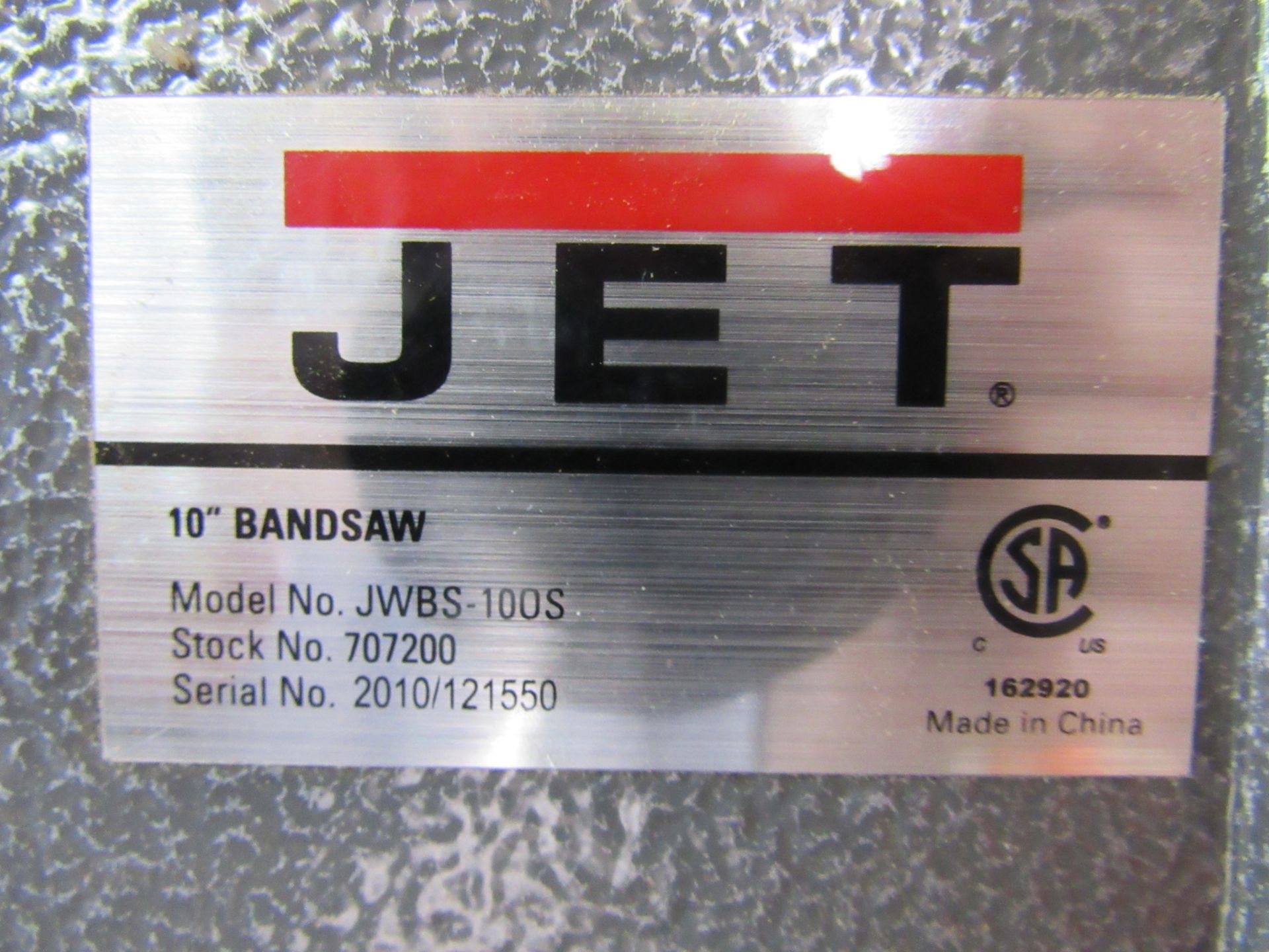 Jet 10" Model JWBS-100S Vertical Bandsaw - Image 8 of 9