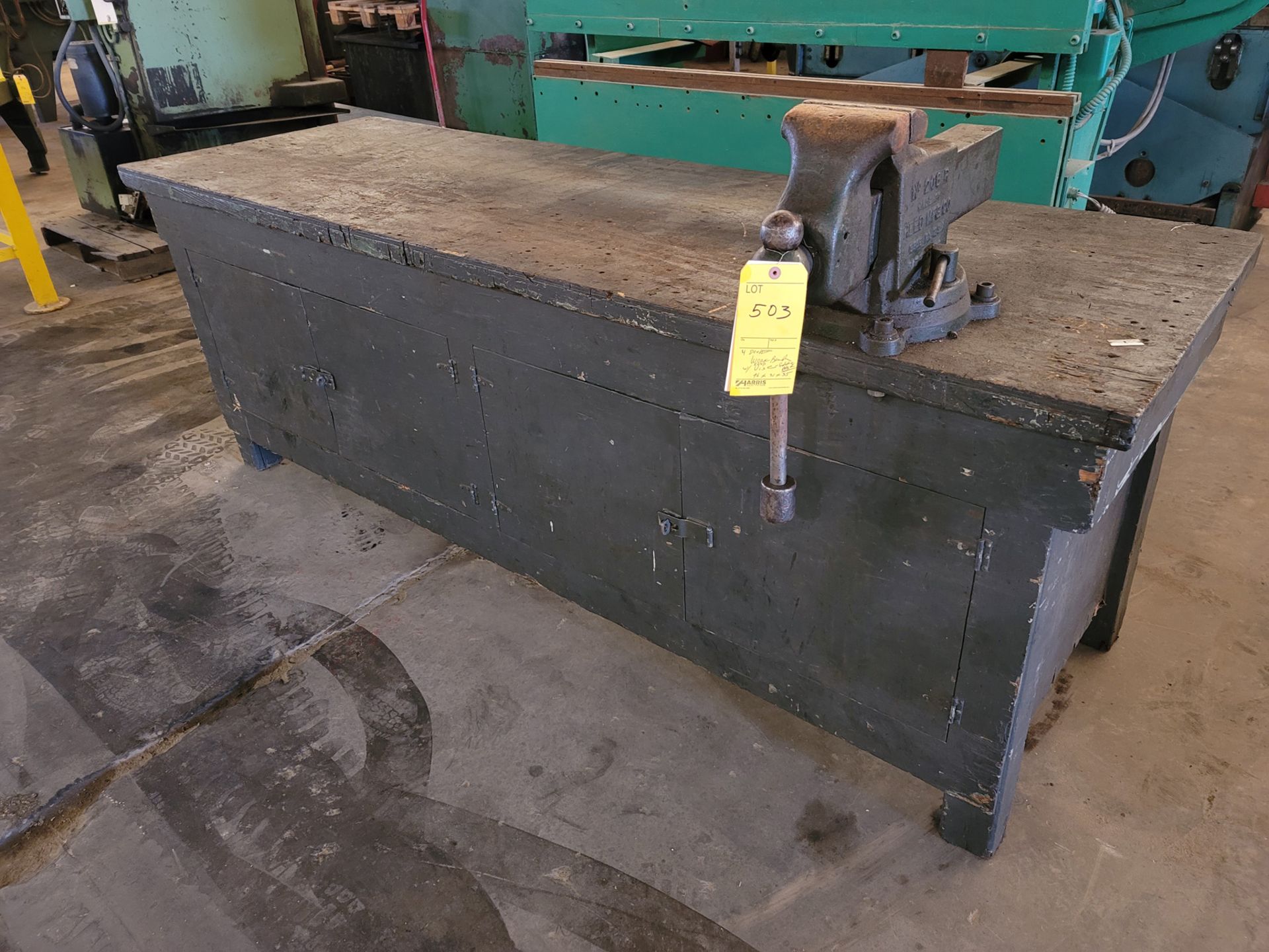 Work Bench: 4 Doors with Reed Heavy Duty No. 206R Vise on Rotating Base