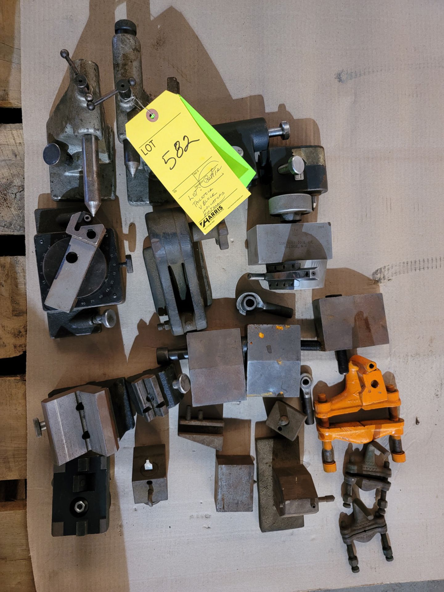 Pallet of Petite Tooling: Tailstock, V Block, Indicators, Fixtures