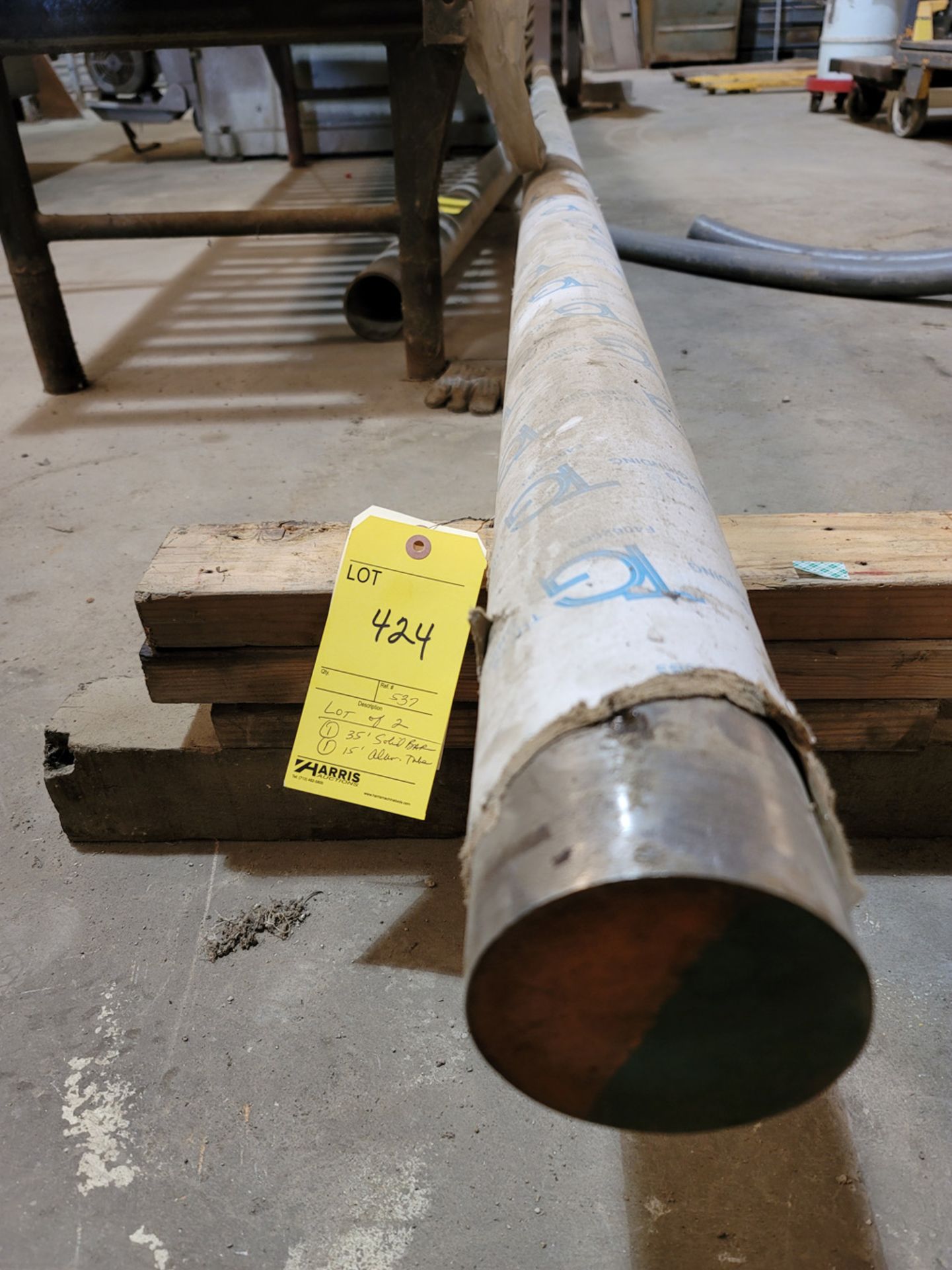 Lot of 2: (1) 35' Stainless Steel Solid Bar, (1) 15' Aluminum Tube