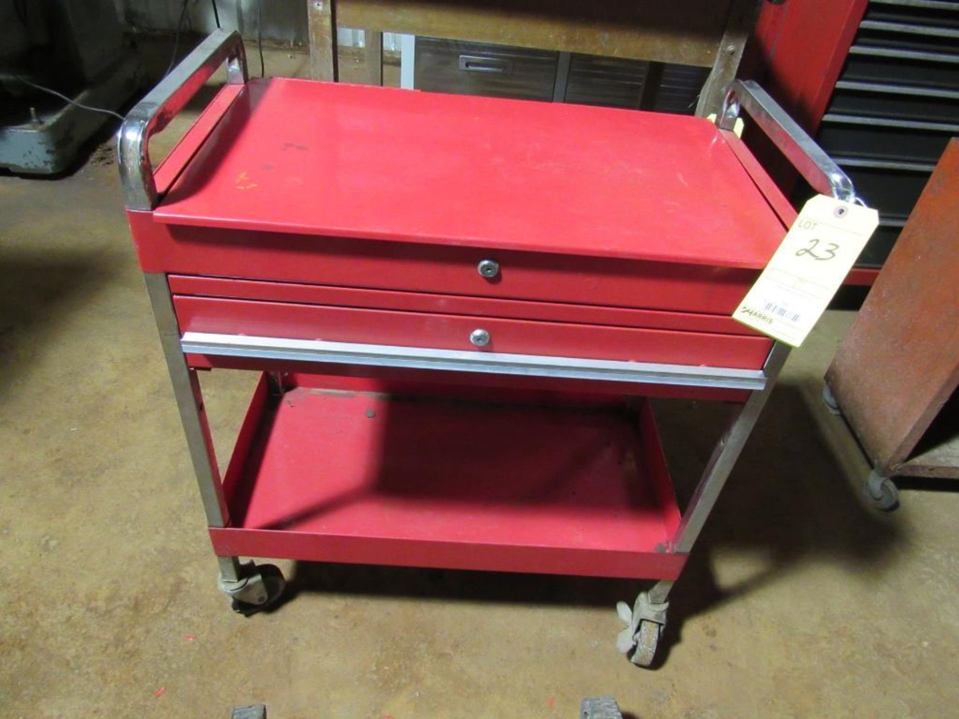 Metal Shop Cart on Casters, Open Top, 1 Drawer and Lower Shelf - Image 2 of 3