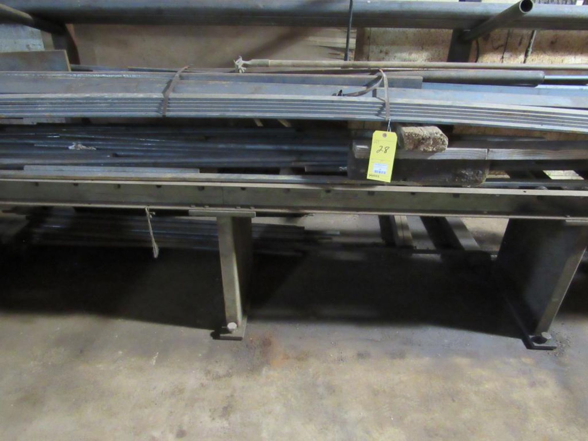Conveyor Section, 120" x 22" x 30" H, with Assorted Material Contents (solid rod, flat bar)