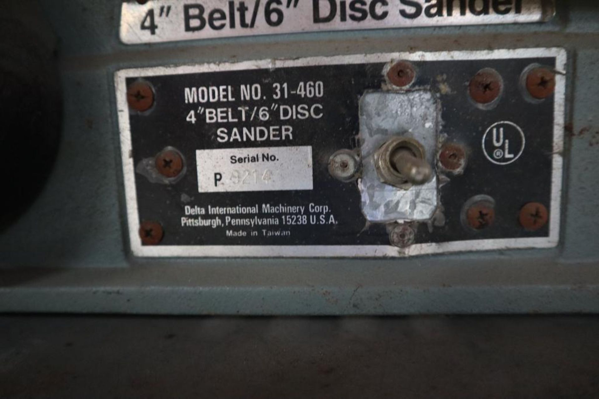 Delta Model 34-460 4"/6" Belt/Disc Sander, S/N 9214 - Image 2 of 2