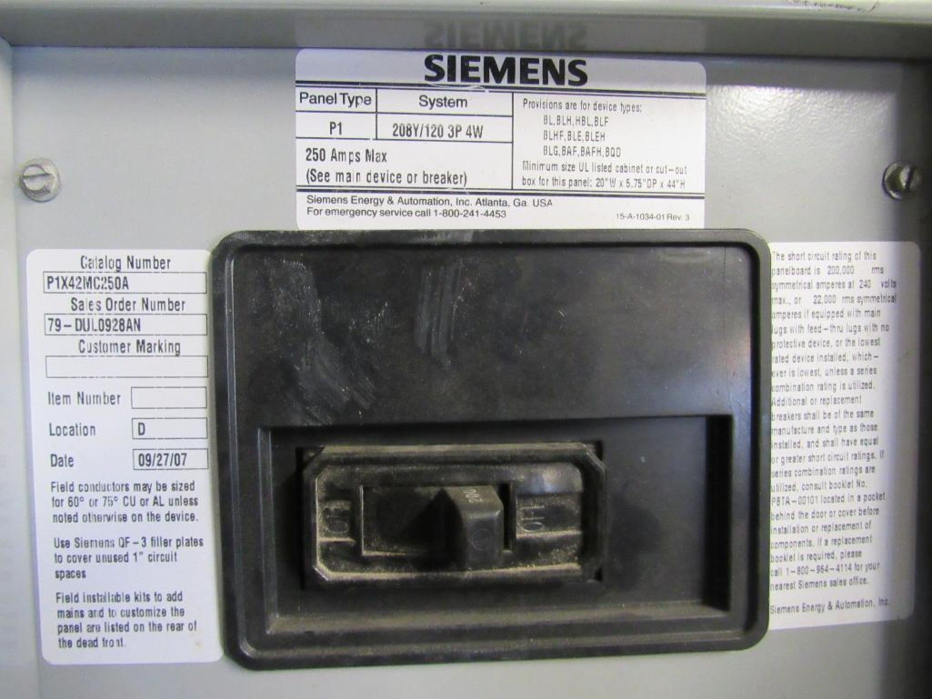 Siemens Type P1 Breaker Box - Image 3 of 4