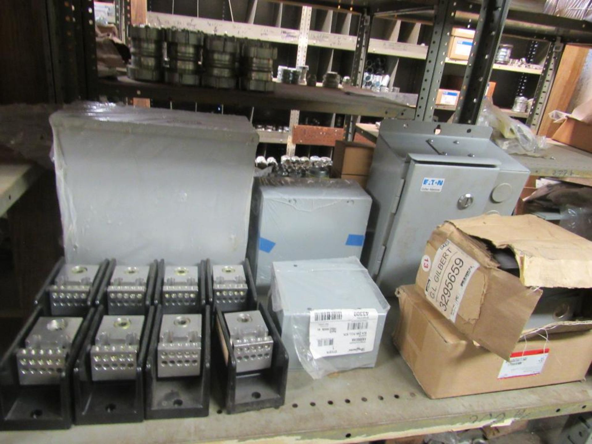 Lot: Electrical Components and Misc Shop Items with Shelving - Image 3 of 7