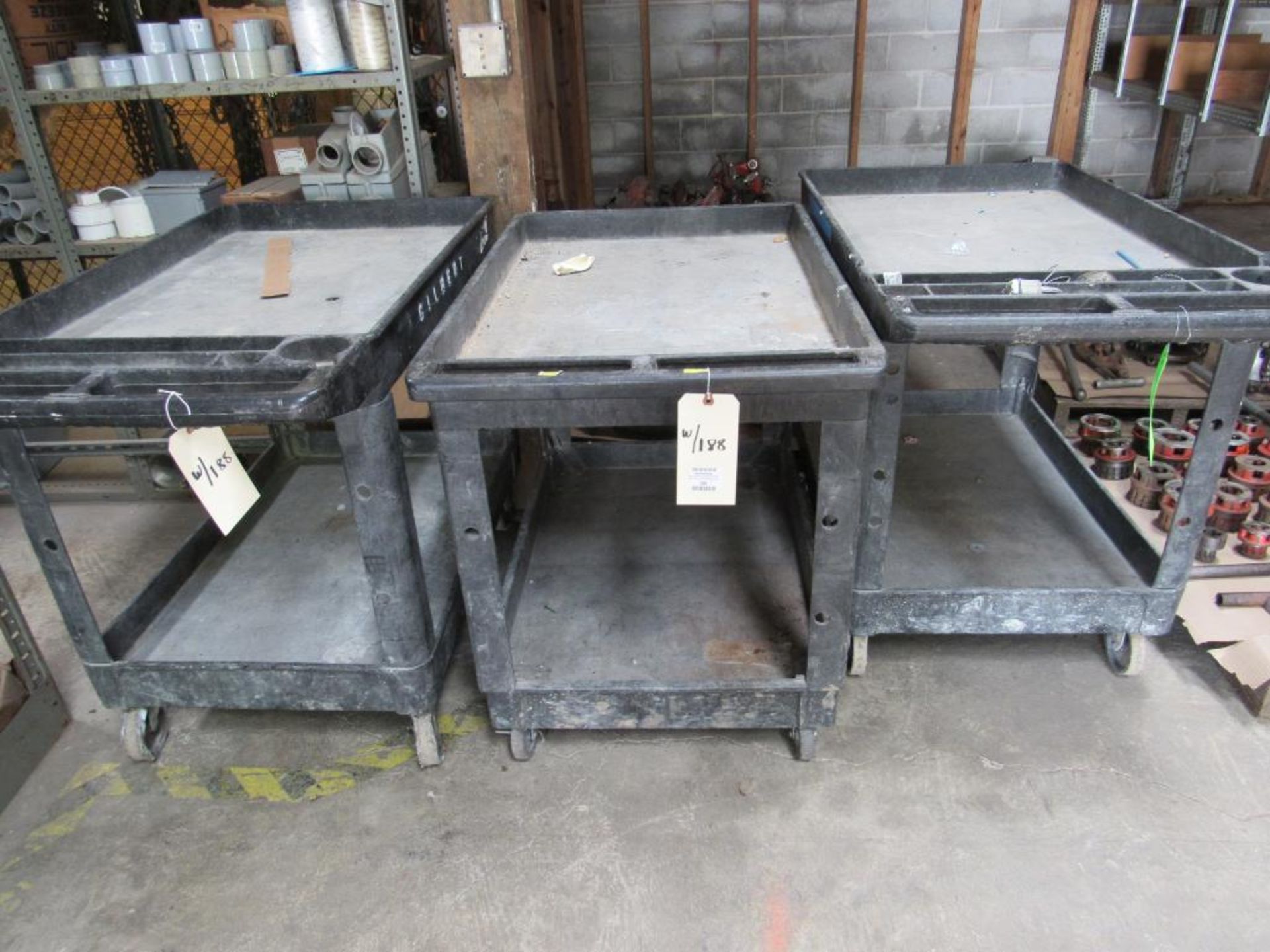 Lot of 3: Plastic Rolling Shop Carts - Image 2 of 3