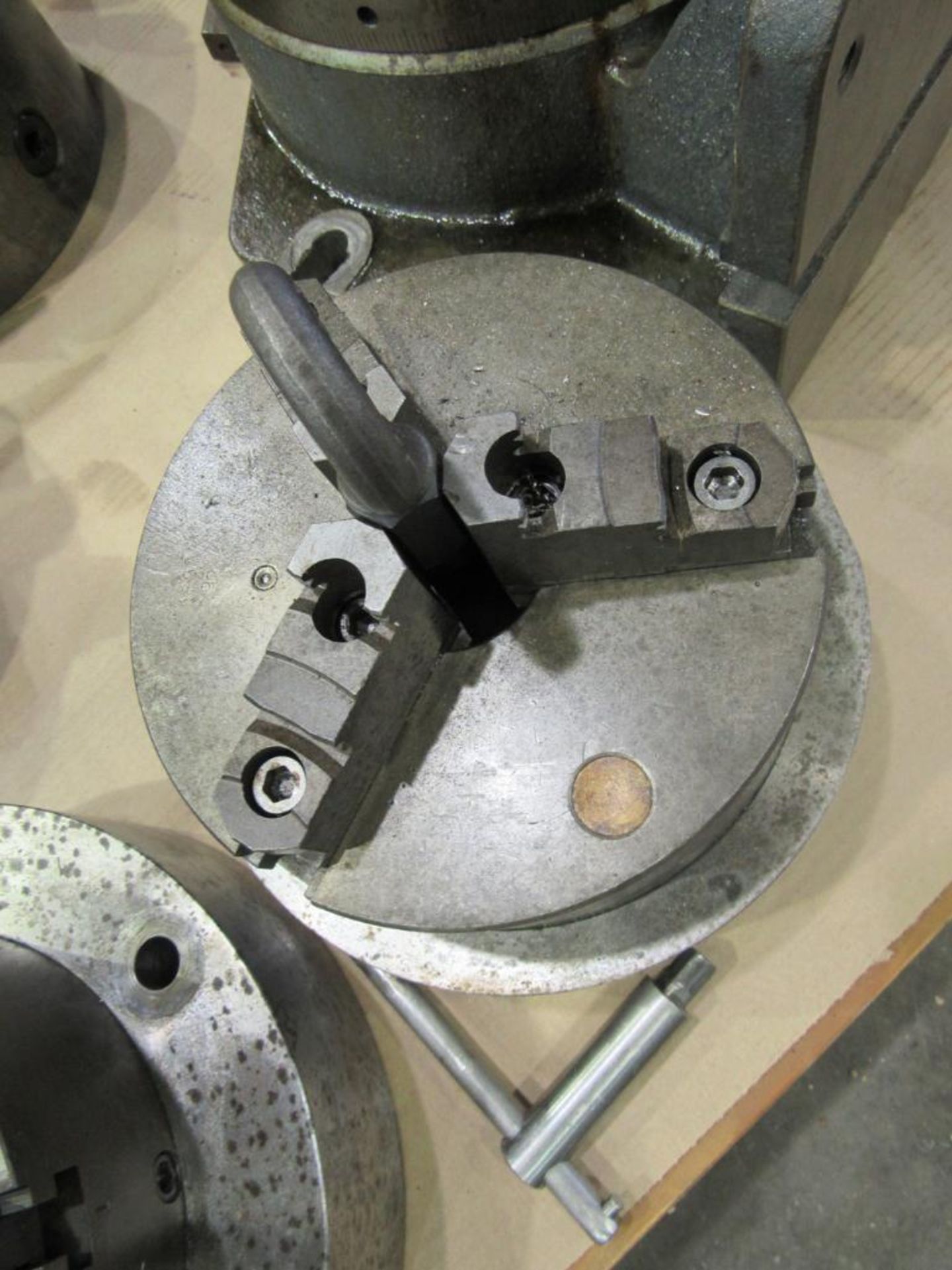 8" 3-Jaw Chuck with 2" Thru-Hole, 1897/95, mounted on 10" adapter plate 3" thick - Image 2 of 3