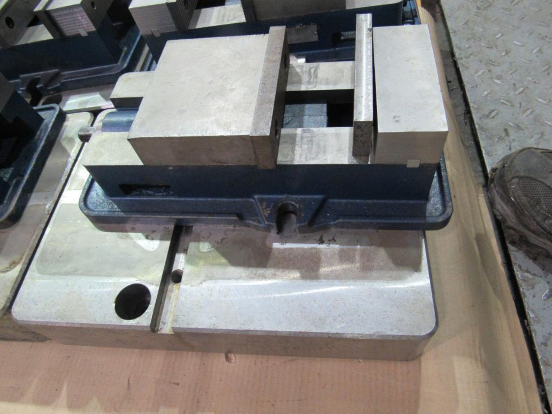 6" Vise with 16-3/4" L x 12-1/2" W x 3-1/2" T Risers - Image 2 of 3