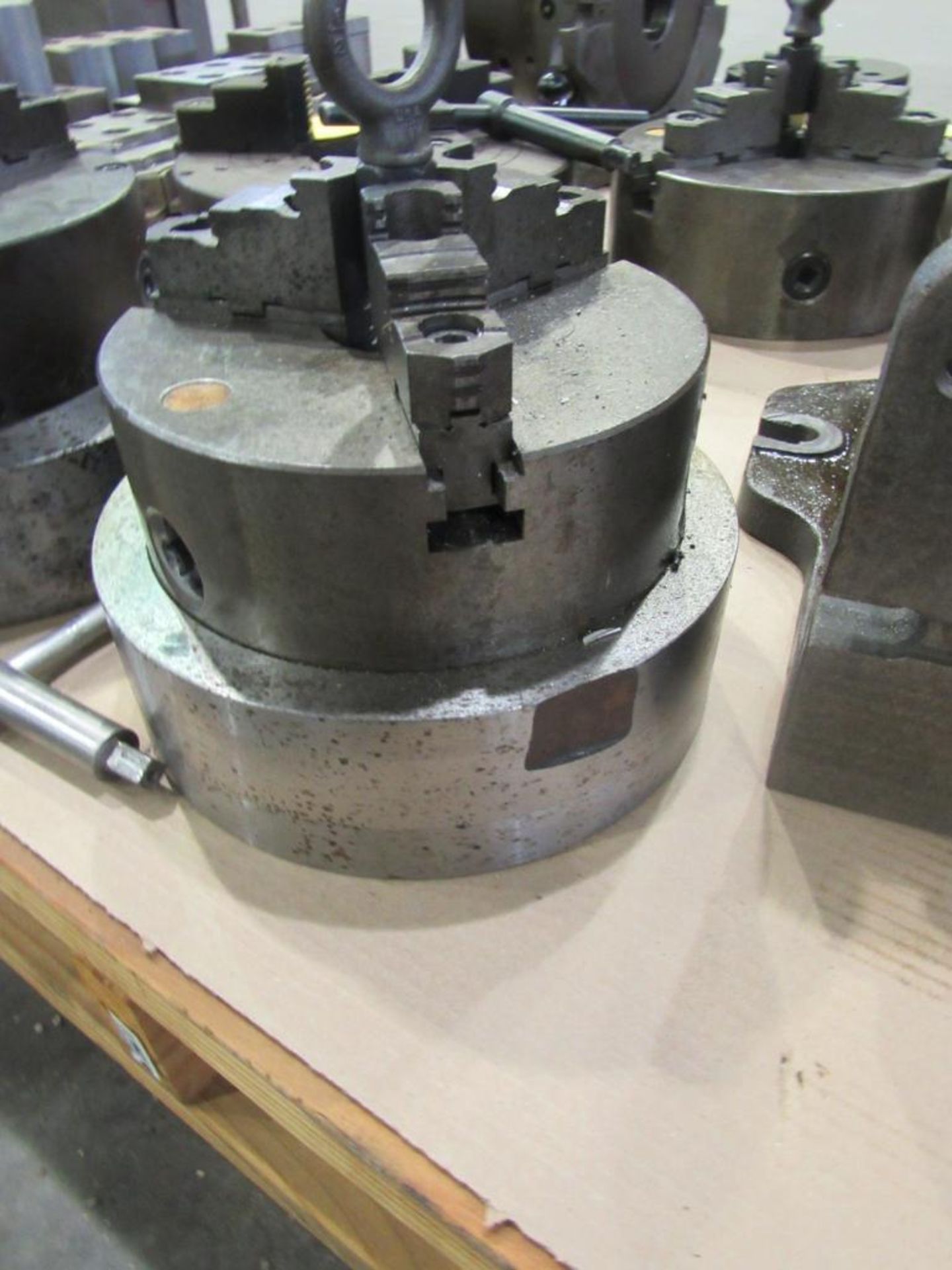 8" 3-Jaw Chuck with 2" Thru-Hole, 1897/95, mounted on 10" adapter plate 3" thick - Image 3 of 3