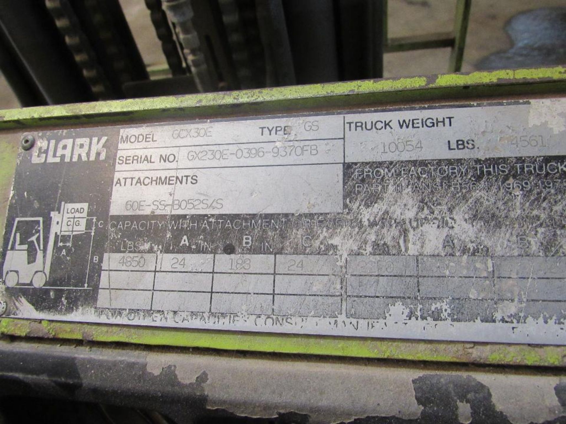 5000 Lb. Clark Model GCX30E Forklift - Image 7 of 7