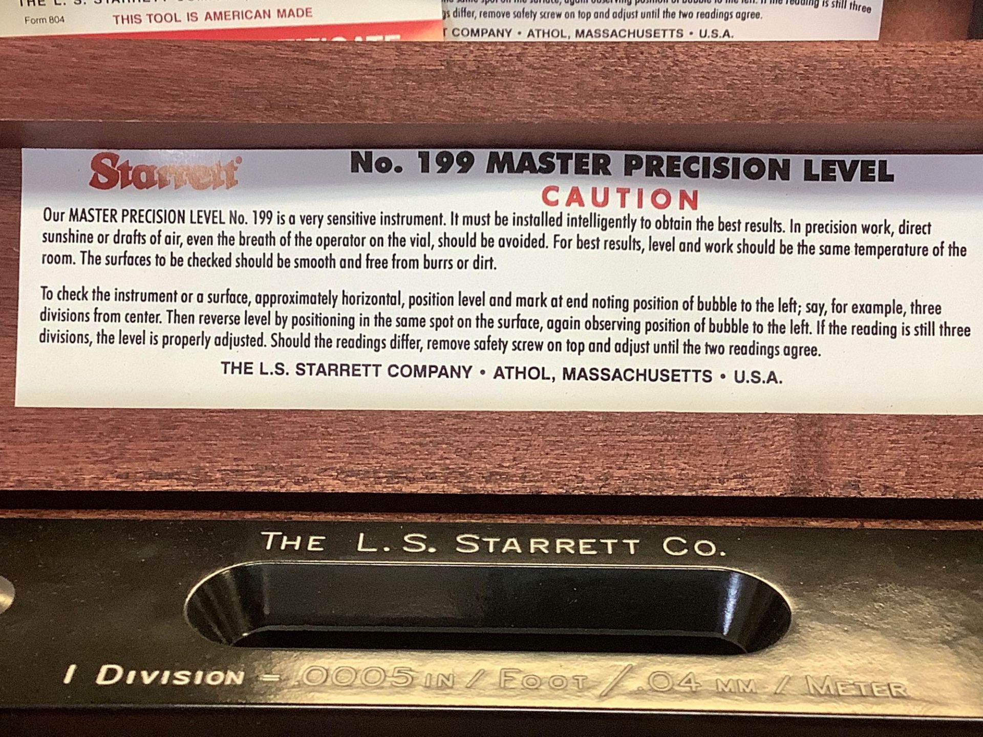 QC: Starrett Master Precision Level No. 199 - In Box