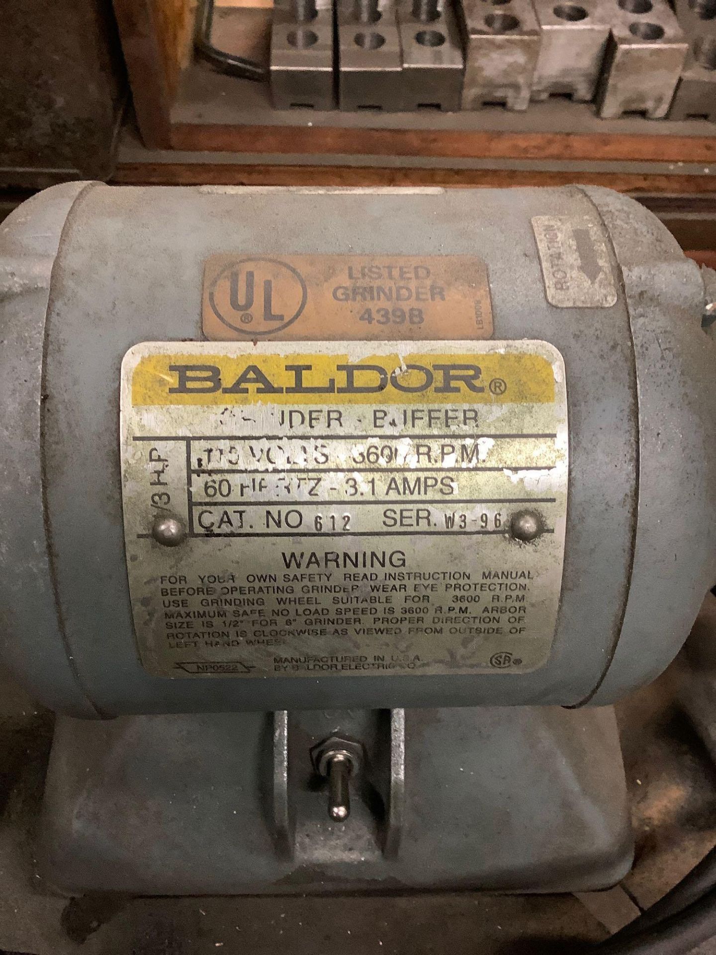 6" Baldor Double Ended Grinder/Buffer on Pedestal Model 612 - Image 4 of 4