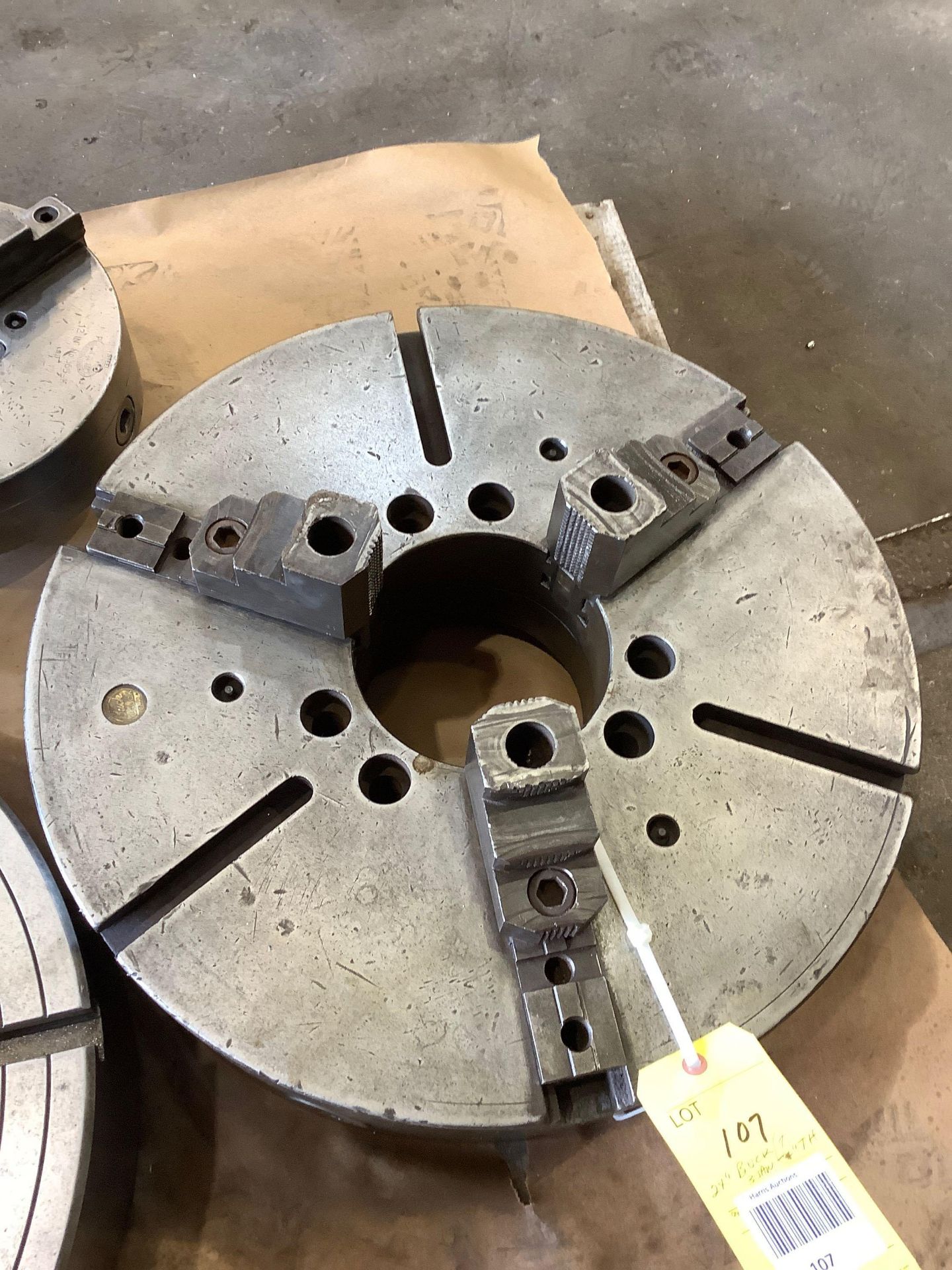 24" Buck 3-Jaw Chuck with attachment, 7" thru hole