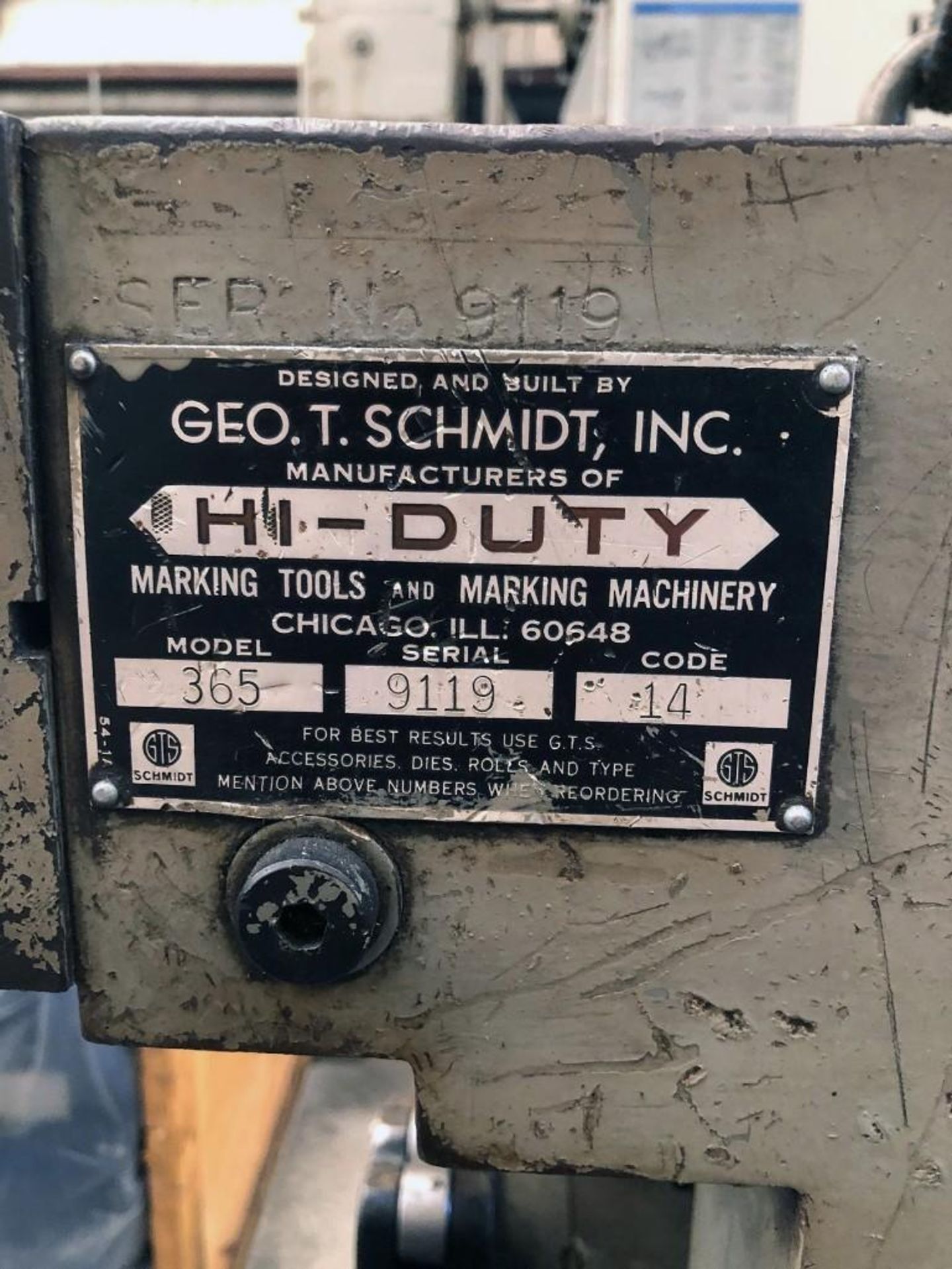 Schmidt Model 365 Hi-Duty Hydraulic Roll Marking Machine - Image 8 of 8