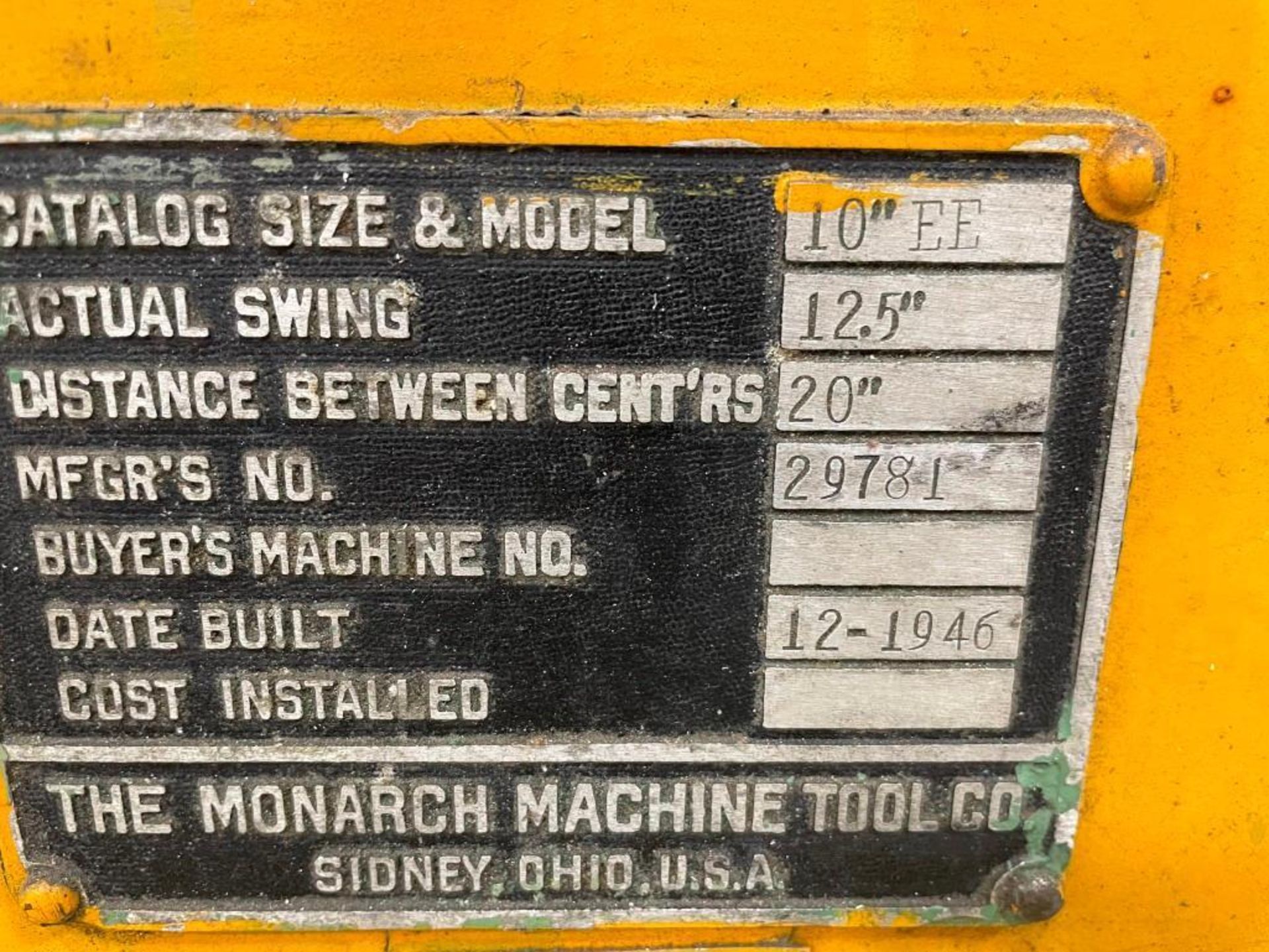 12.5" x 20" Monarch Model 10 EE Tool Room Lathe - Image 10 of 10