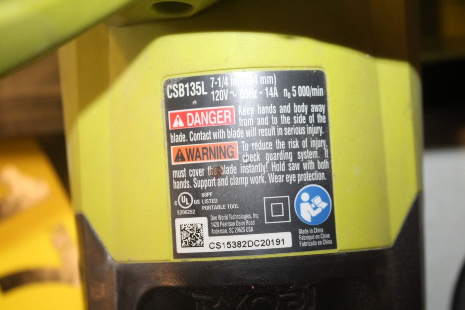 RYOBI MODEL CSB135L, 7-1/4" CIRCULAR SAW - Image 2 of 2