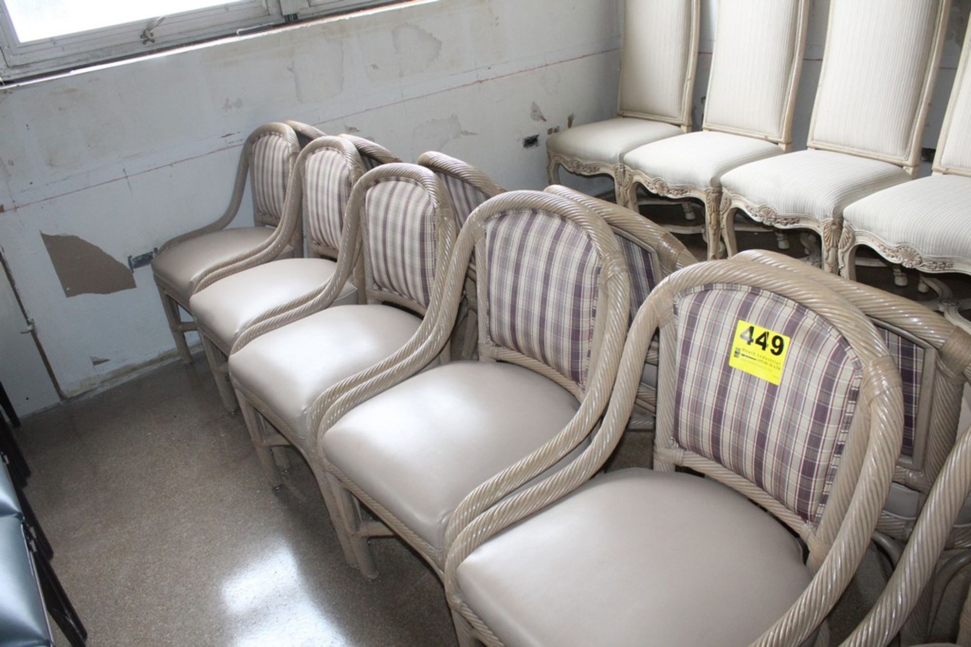 (4) VINYL/CLOTH TAN CHAIRS