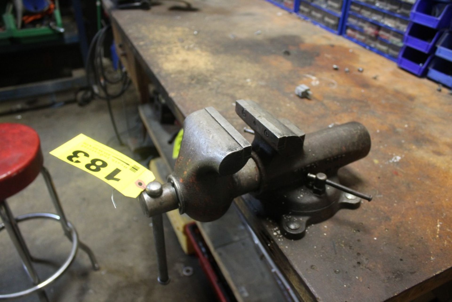 WILTON 4-1/2" BULLET VISE, MISSING END CAP, WITH WORK BENCH, 75" X 36" X 37" - Image 2 of 2