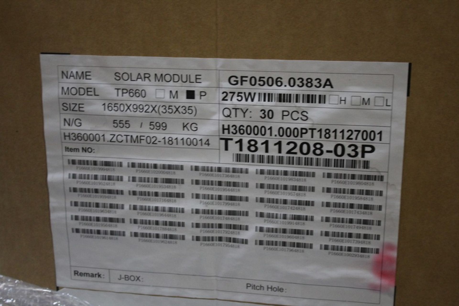 TALESUN MODEL TP660P 275 WATT 60 CELL POLY SOLAR PANEL, 992MM X 1650MM - Image 2 of 2