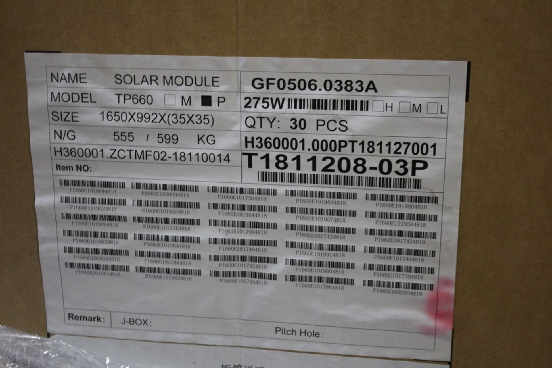 TALESUN MODEL TP660P 275 WATT 60 CELL POLY SOLAR PANEL, 992MM X 1650MM - Image 2 of 2
