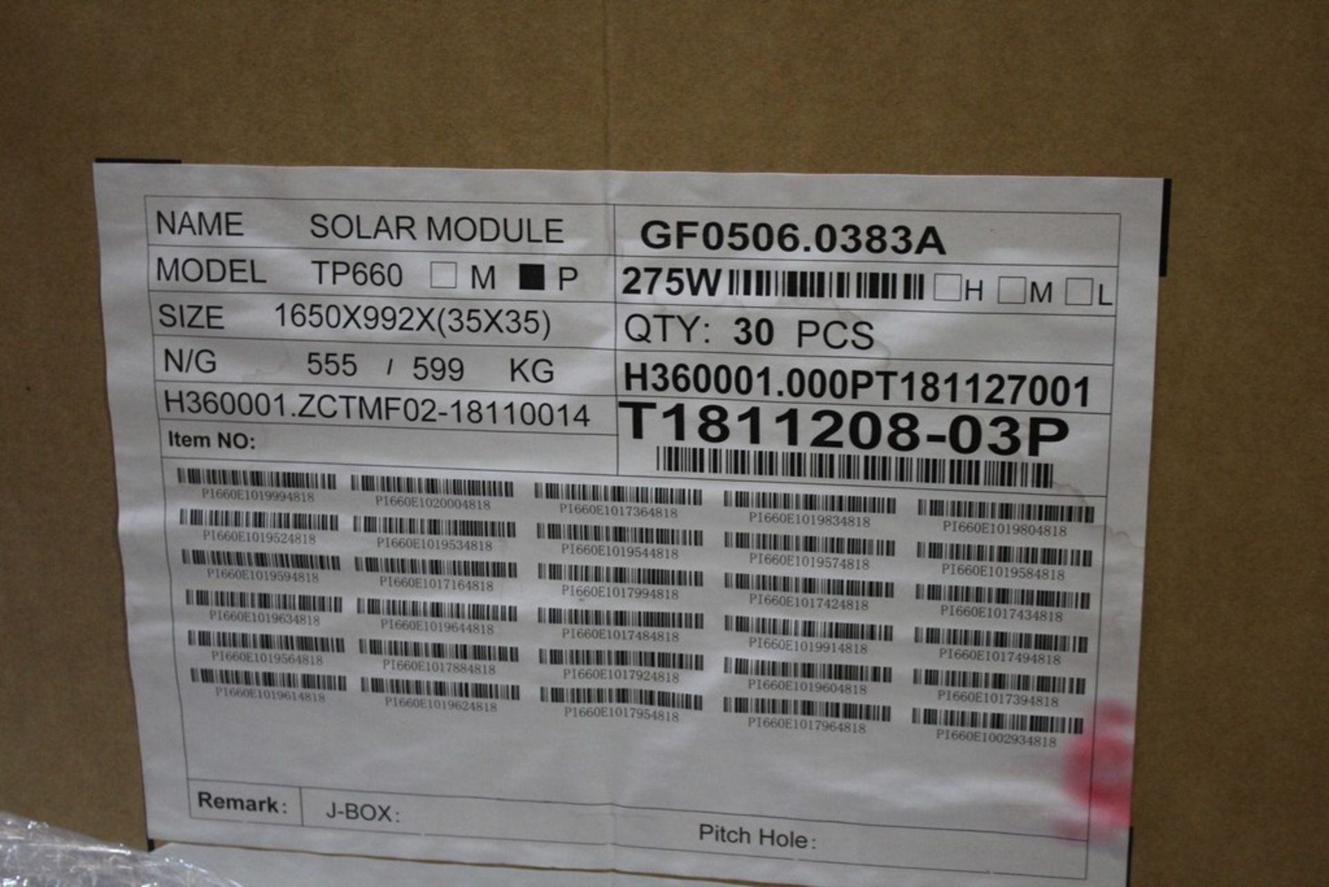 TALESUN MODEL TP660P 275 WATT 60 CELL POLY SOLAR PANEL, 992MM X 1650MM - Image 2 of 2