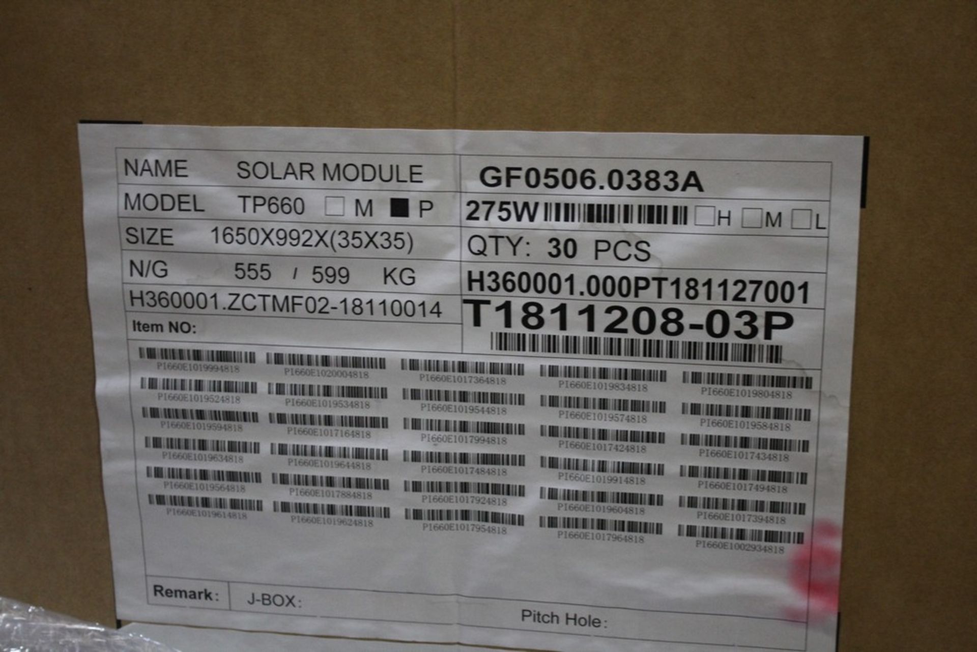 TALESUN MODEL TP660P 275 WATT 60 CELL POLY SOLAR PANEL, 992MM X 1650MM - Image 2 of 2