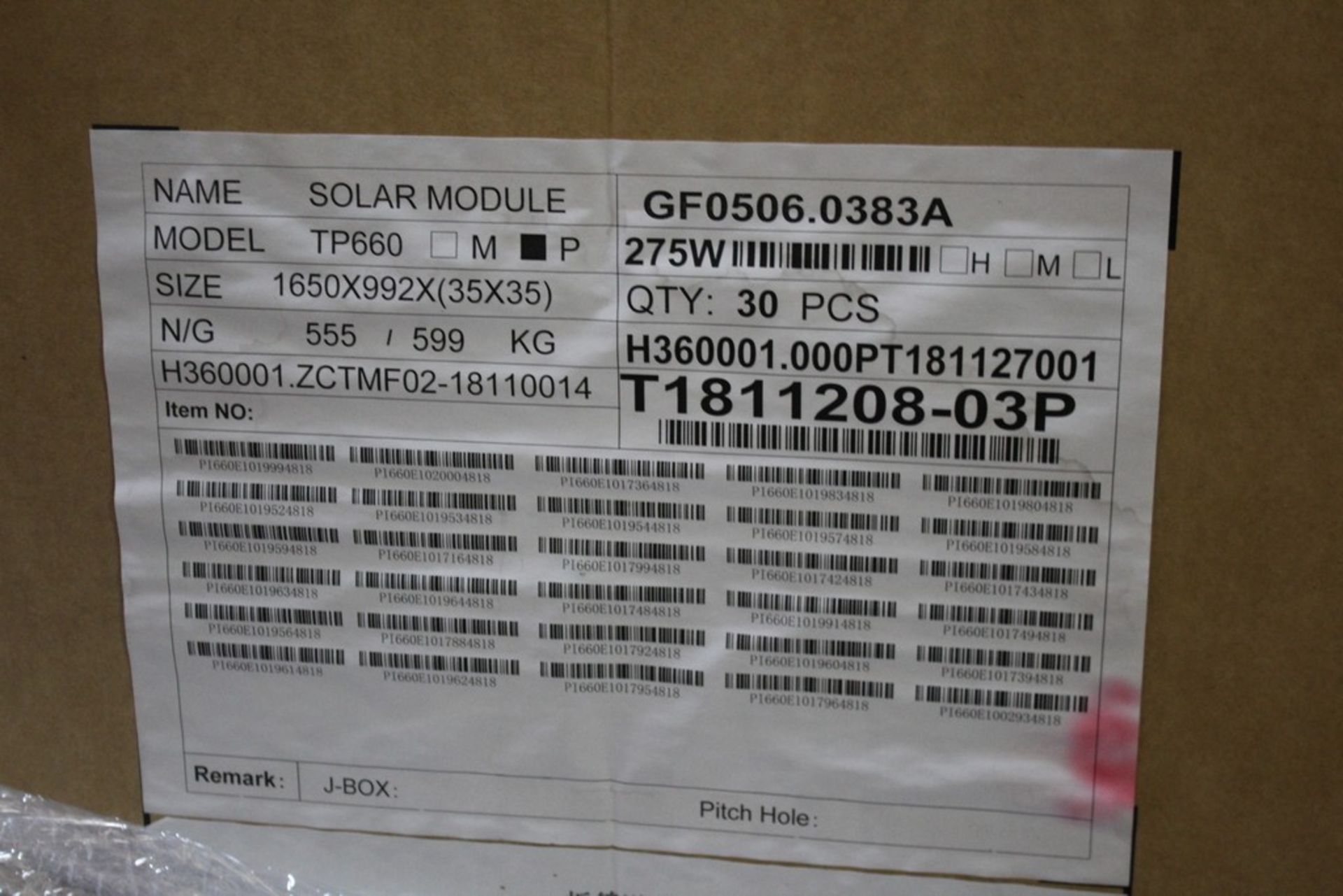 TALESUN MODEL TP660P 275 WATT 60 CELL POLY SOLAR PANEL, 992MM X 1650MM - Image 2 of 2