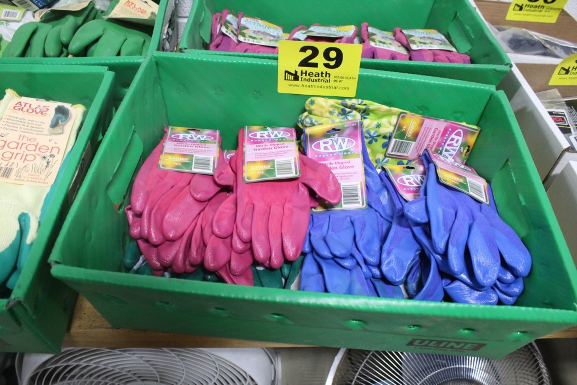 LARGE ASSORTMENT OF CLOTH-LATEX COATED GARDENING GLOVES