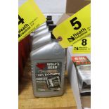 (5) QUARTS OF WOLF'S HEAD SAE 5W-30 SYNTHETIC BLEND HIGH MILEAGE MOTOR OIL