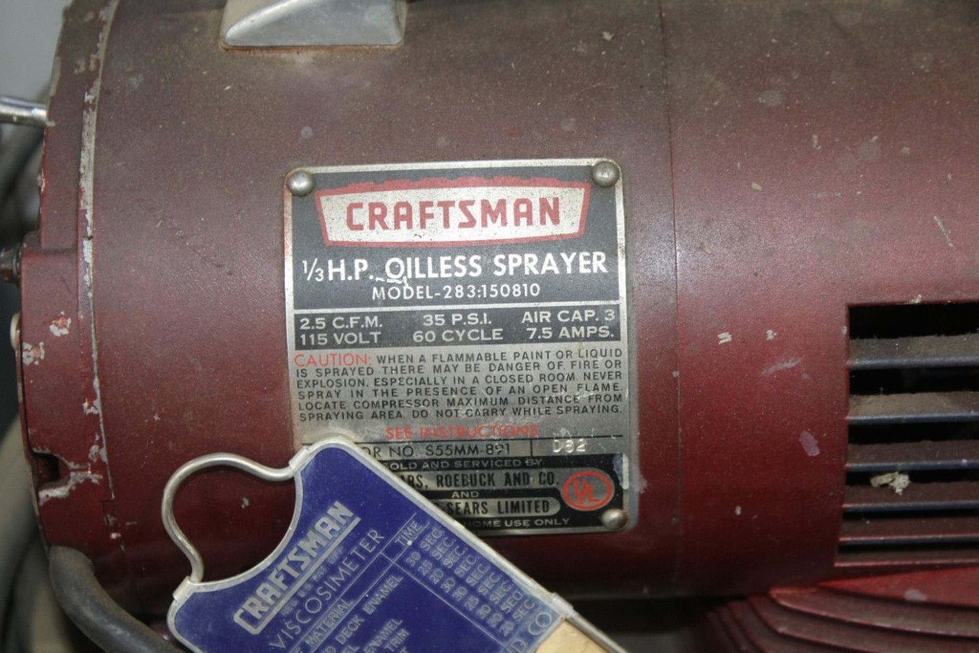 CRAFTSMAN 1/3 HP OILESS SPRAYER, MODEL 283-150810, WITH SPRAY GUN - Image 2 of 2