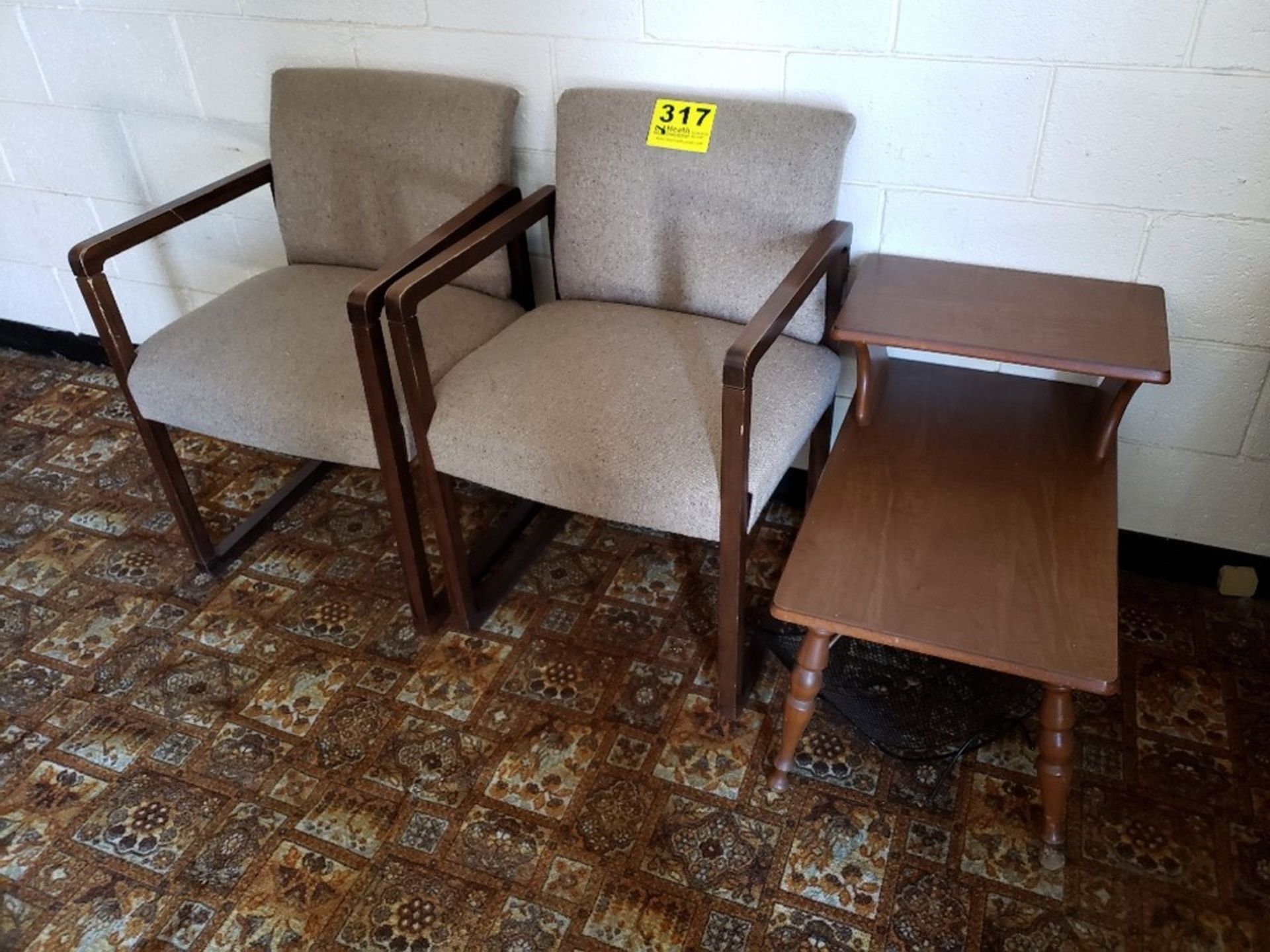 (2) ARM CHAIRS & END TABLE
