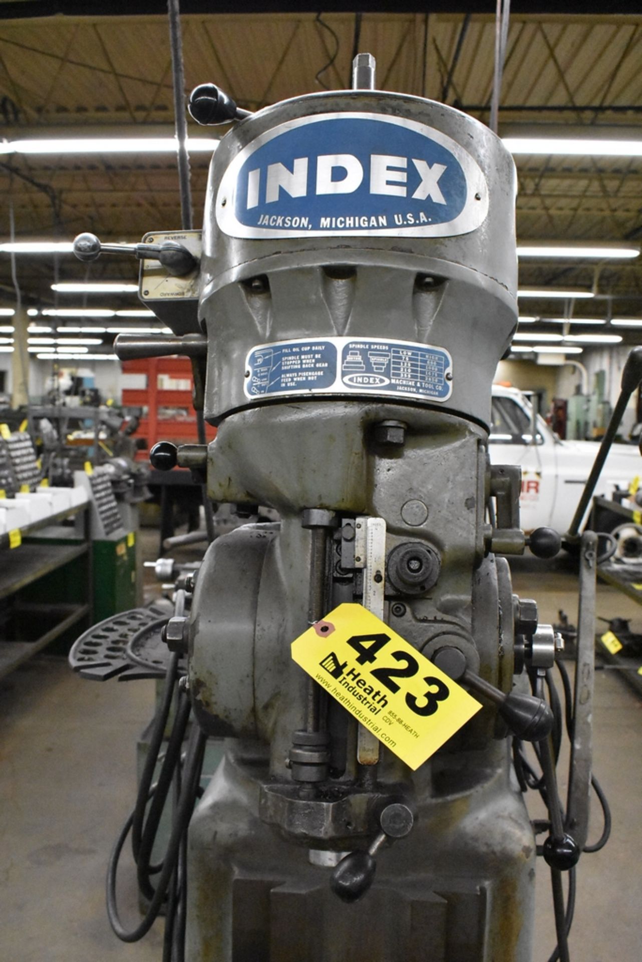 INDEX 2 HP MODEL 845 VERTICAL MILL, S/N 13050, 46" TABLE - Image 2 of 7