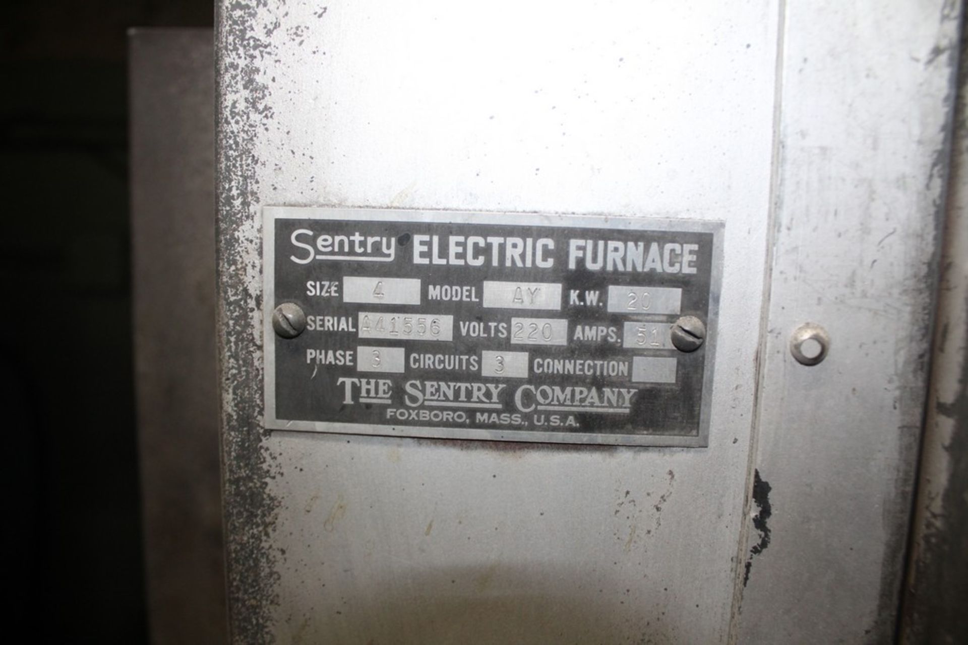 SENTRY 20 KW SIZE 4 MODEL AY ELECTRIC FURNACE, S/N A41556 - Image 4 of 4