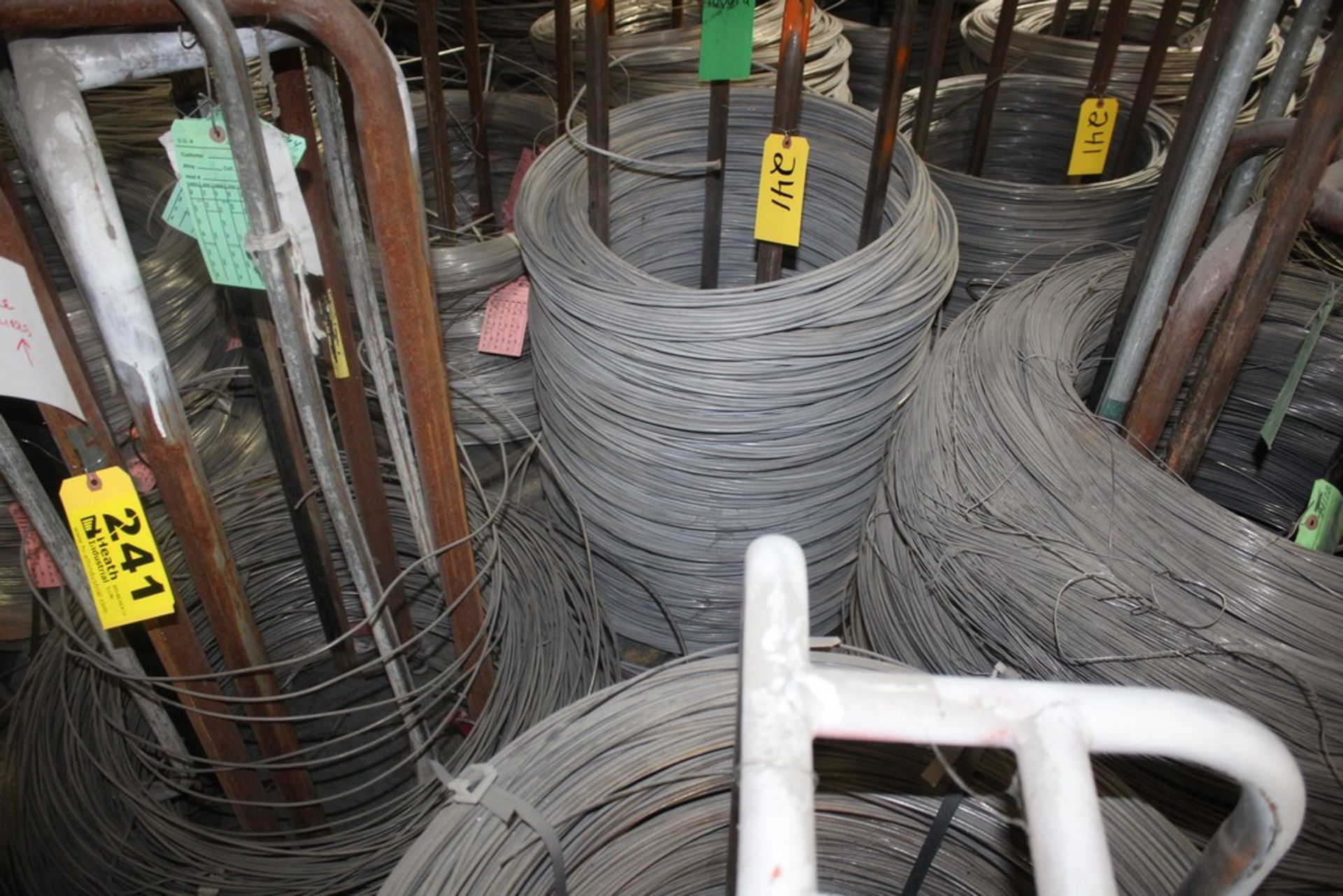 (3) STACKS OF 410 STAINLESS STEEL WIRE ON HIGH HAT CARRIERS