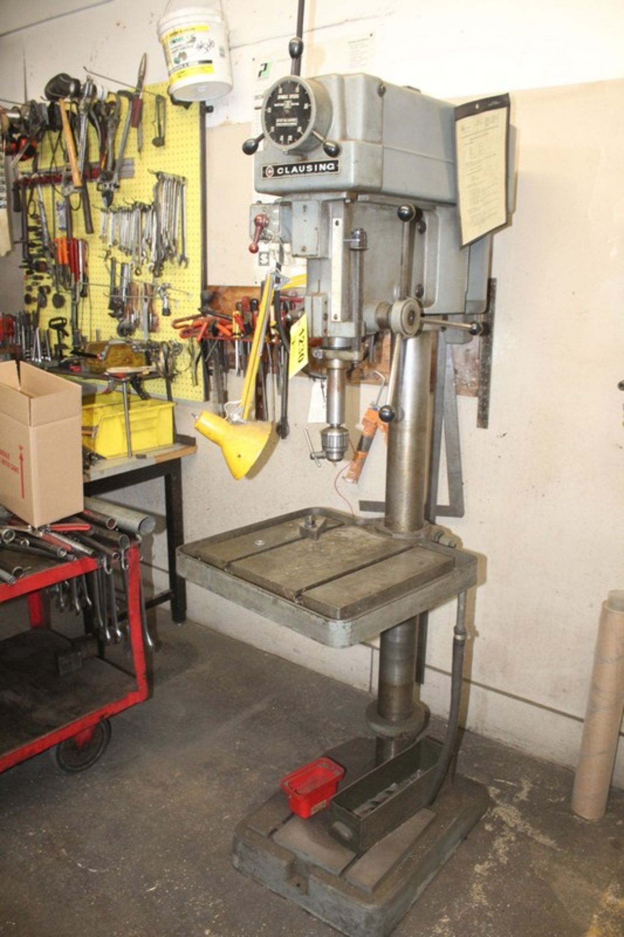 CLAUSING 20” MODEL 2276 VARIABLE SPEED FLOOR STANDING DRILL PRESS, S/N 516519, SPINDLE SPEEDS 150-