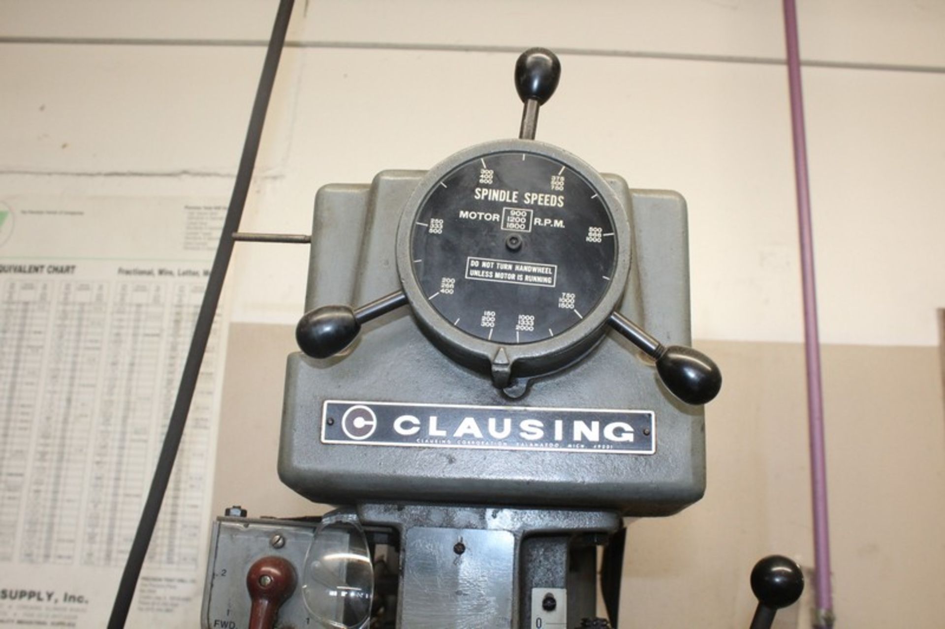 CLAUSING 20” MODEL 2276 VARIABLE SPEED FLOOR STANDING DRILL PRESS, S/N 516519, SPINDLE SPEEDS 150- - Image 2 of 5