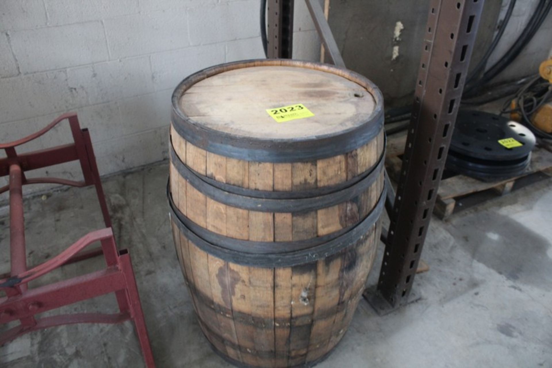 (2) OAK WHISKEY BARRELS WITH STANDS - Image 3 of 3