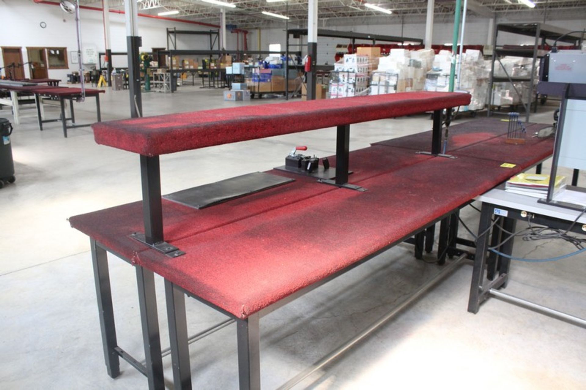 STEEL FRAME BENCH, 8' X 45" X 50", WITH POWER STRIP