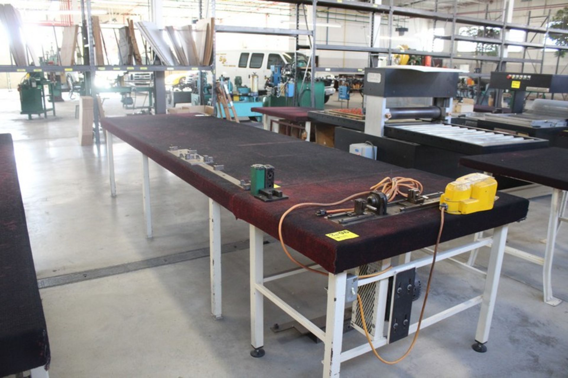 STEEL FRAME LAYOUT TABLE WITH WOOD TOP, 12' X 4' X 35", WITH ASSEMBLY TOOLS