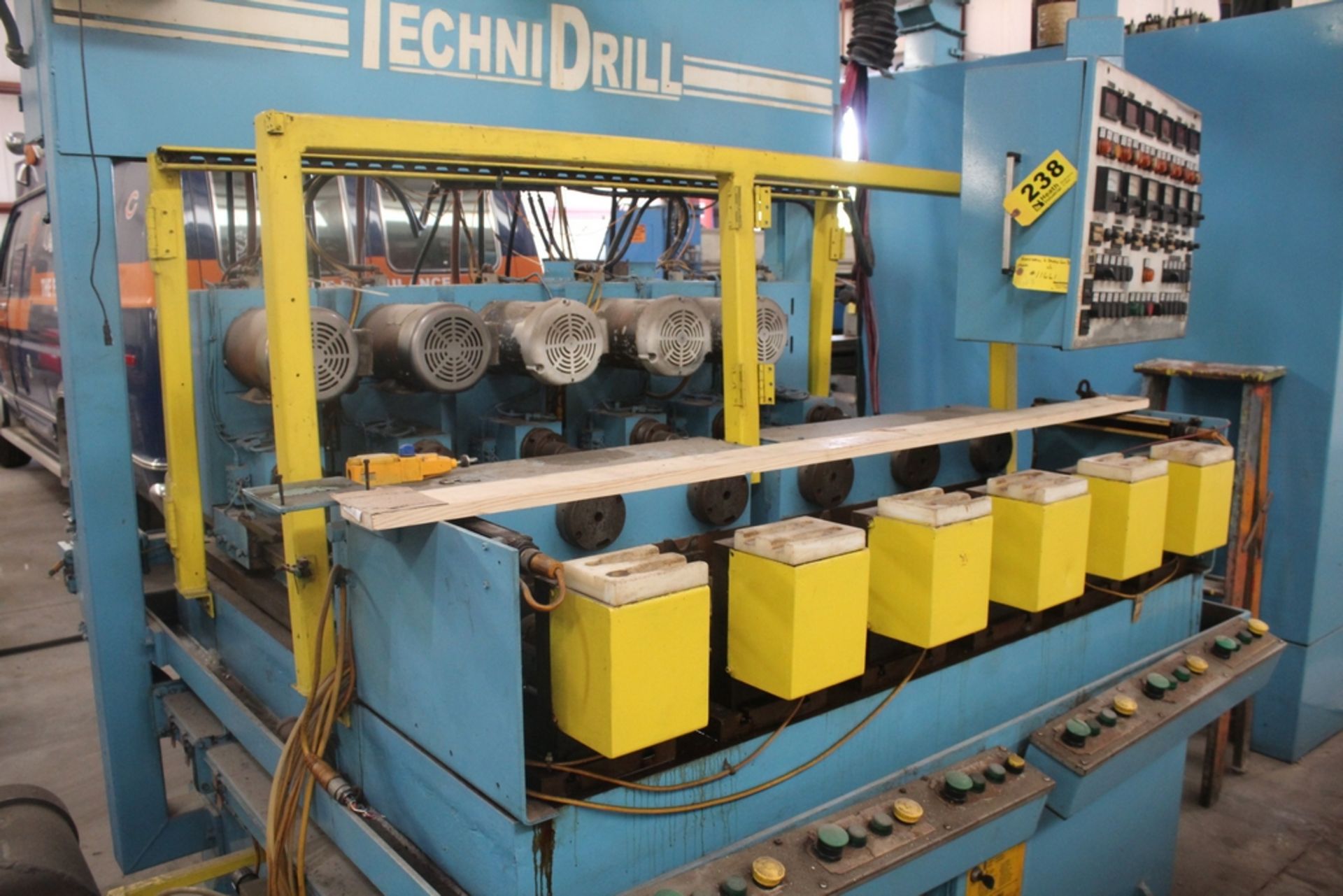 TECHNI-DRILL 6-SPINDLE HORIZONTAL GUN DRILL WITH DIGITAL RPM READOUT, COOLANT PUMP & TANK - Image 2 of 11