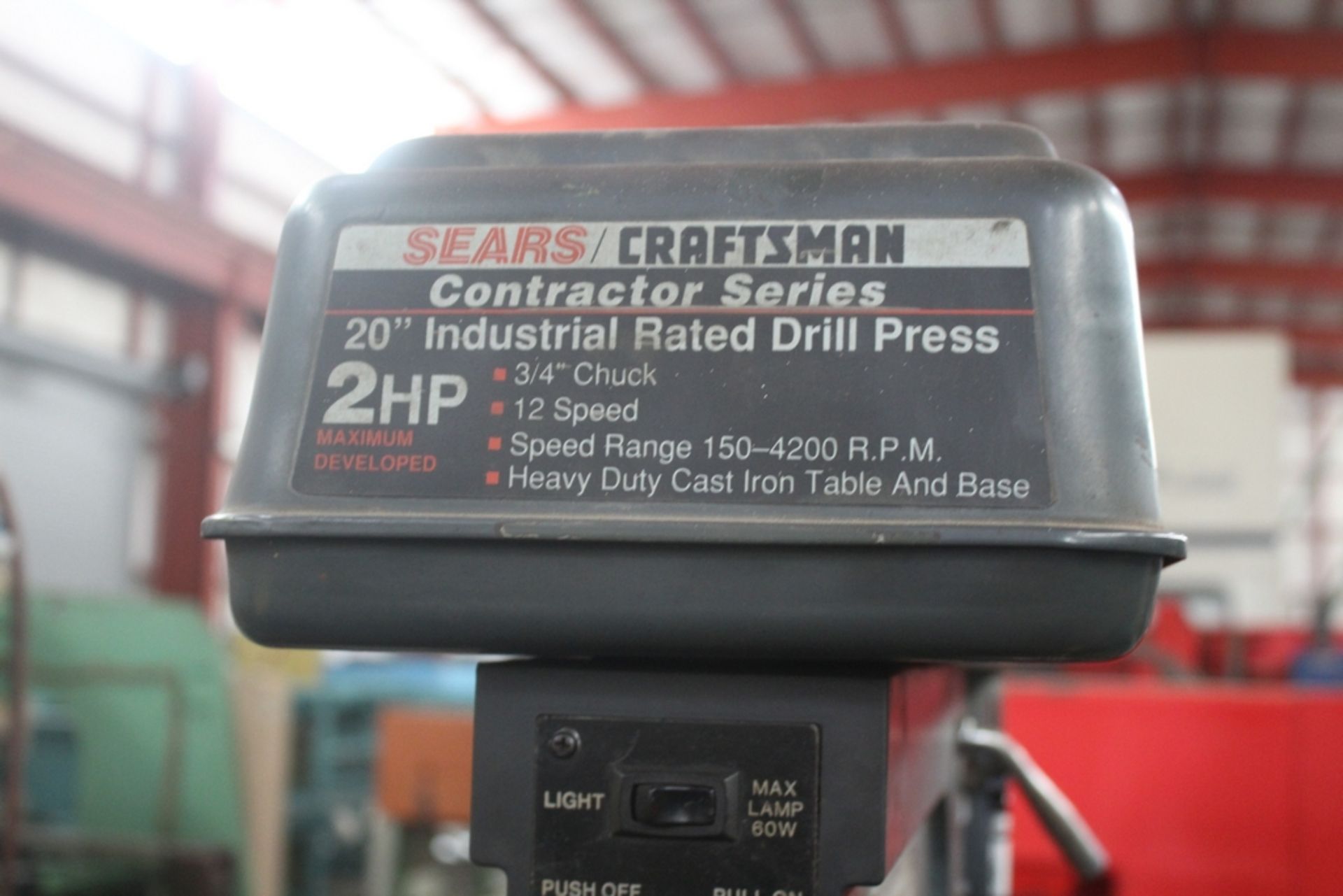 CRAFTSMAN 20" 2 HP VARIABLE SPEED FLOOR STANDING DRILL PRESS - Image 3 of 3