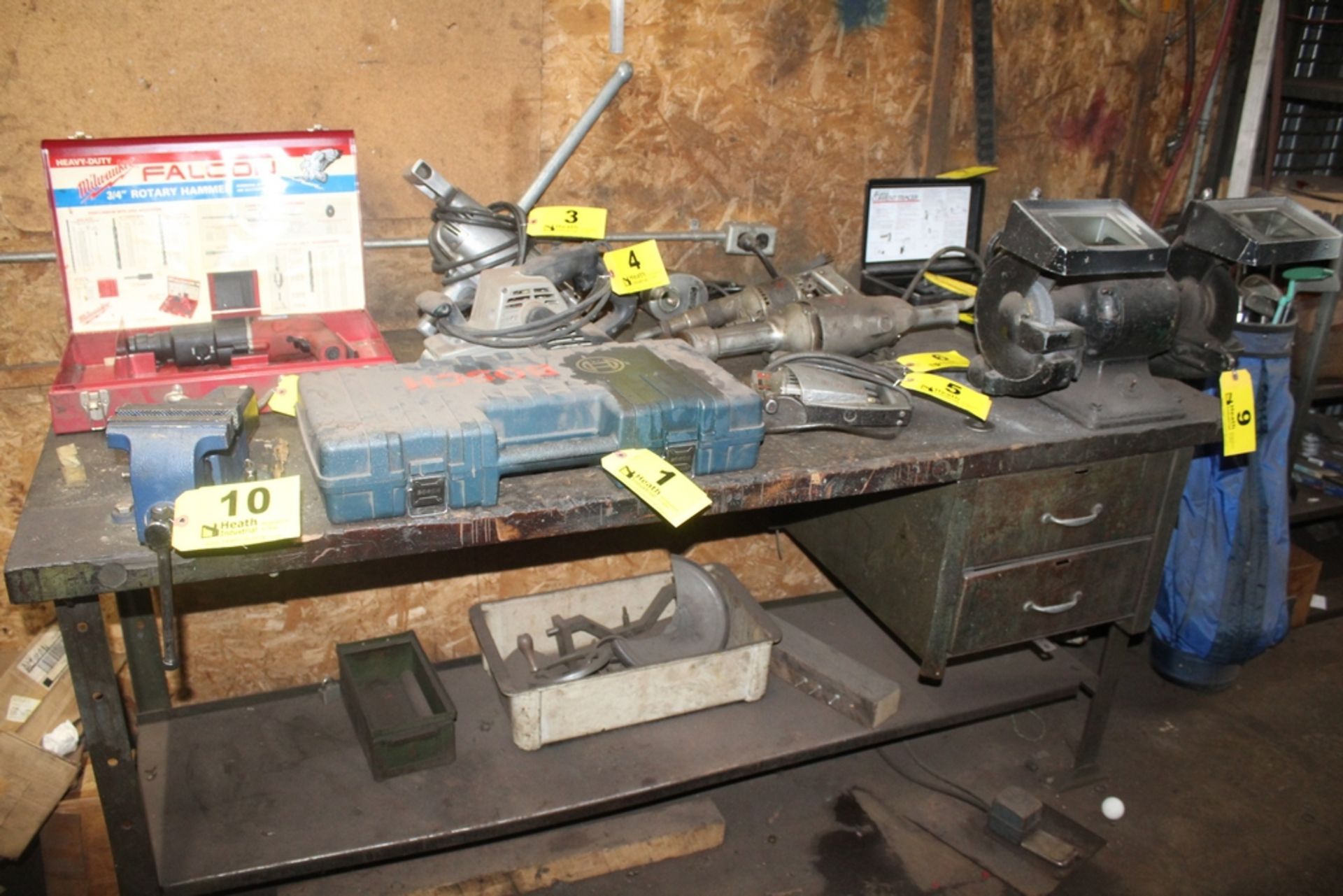 5" BENCH VISE WITH 72" X 36" X 34" WOOD TOP STEEL FRAME WORKBENCH