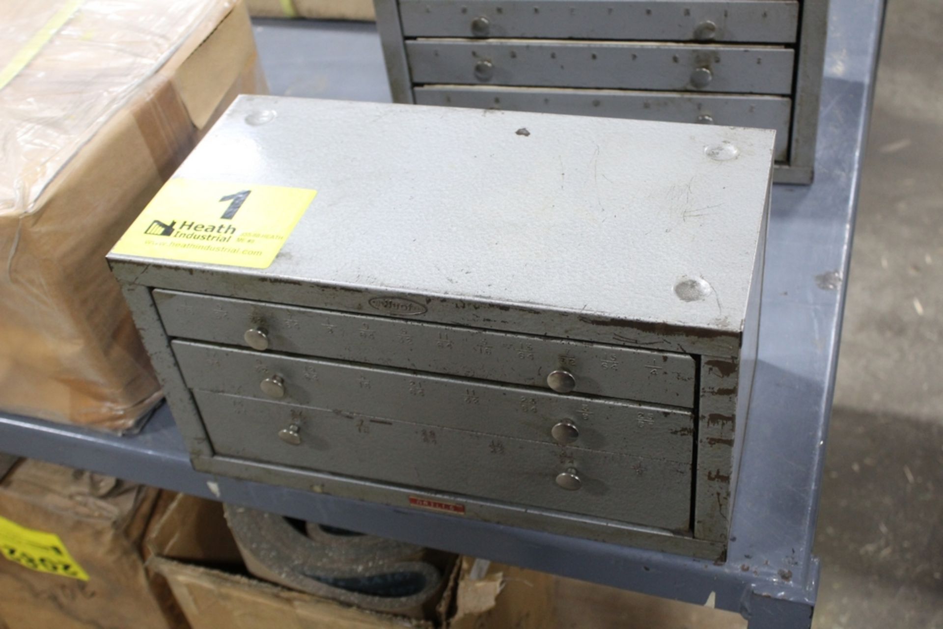 HUOT THREE DRAWER FRACTIONAL DRILL CABINET WITH DRILLS