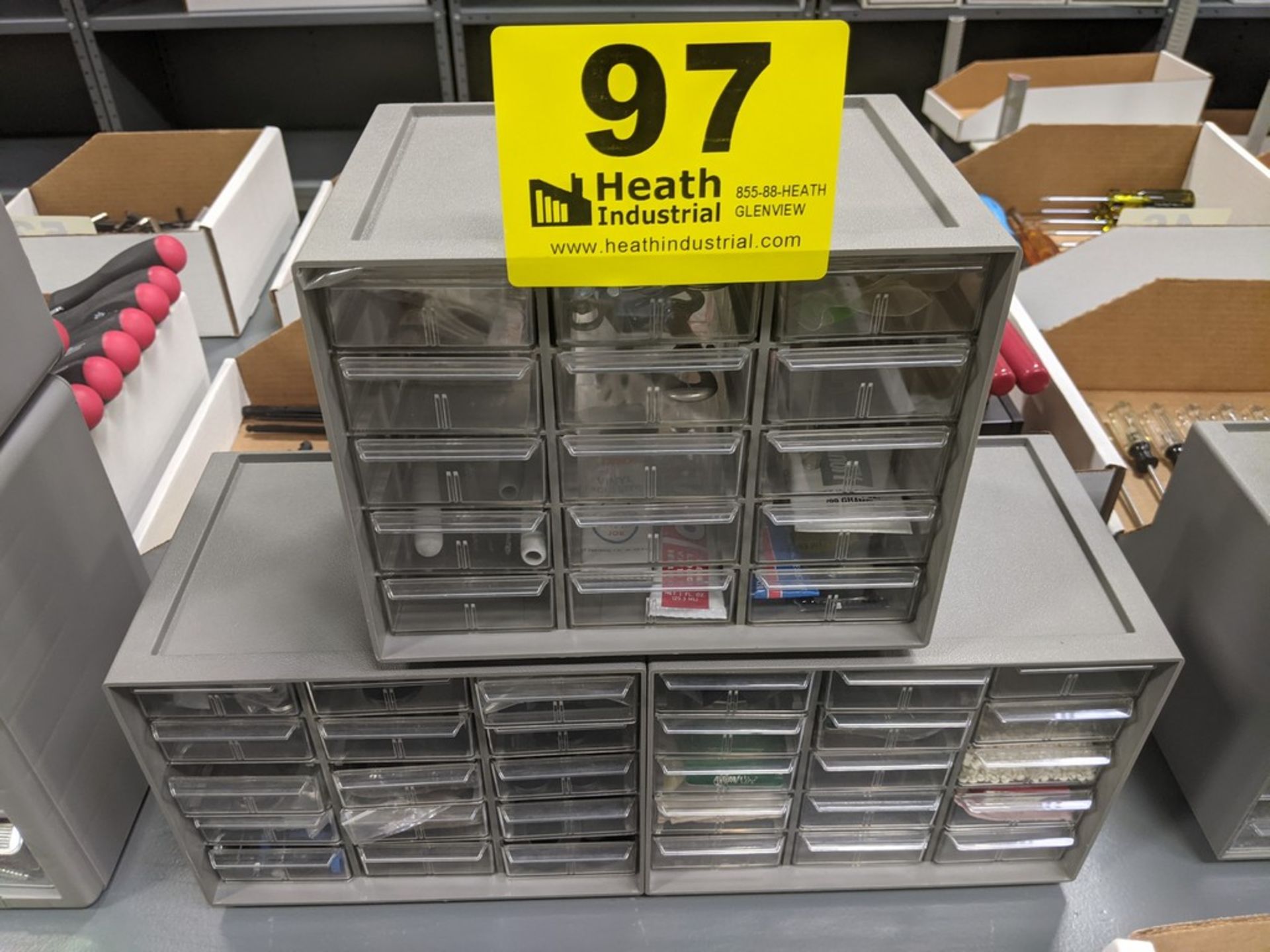 (3) 15 DRAWER SMALL PARTS CABINETS WITH CONTENTS