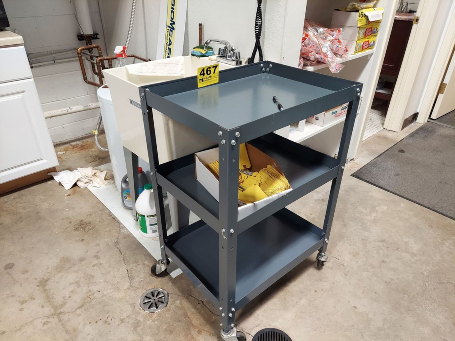 STEEL SHOP CART, 24" X 18" X 36"