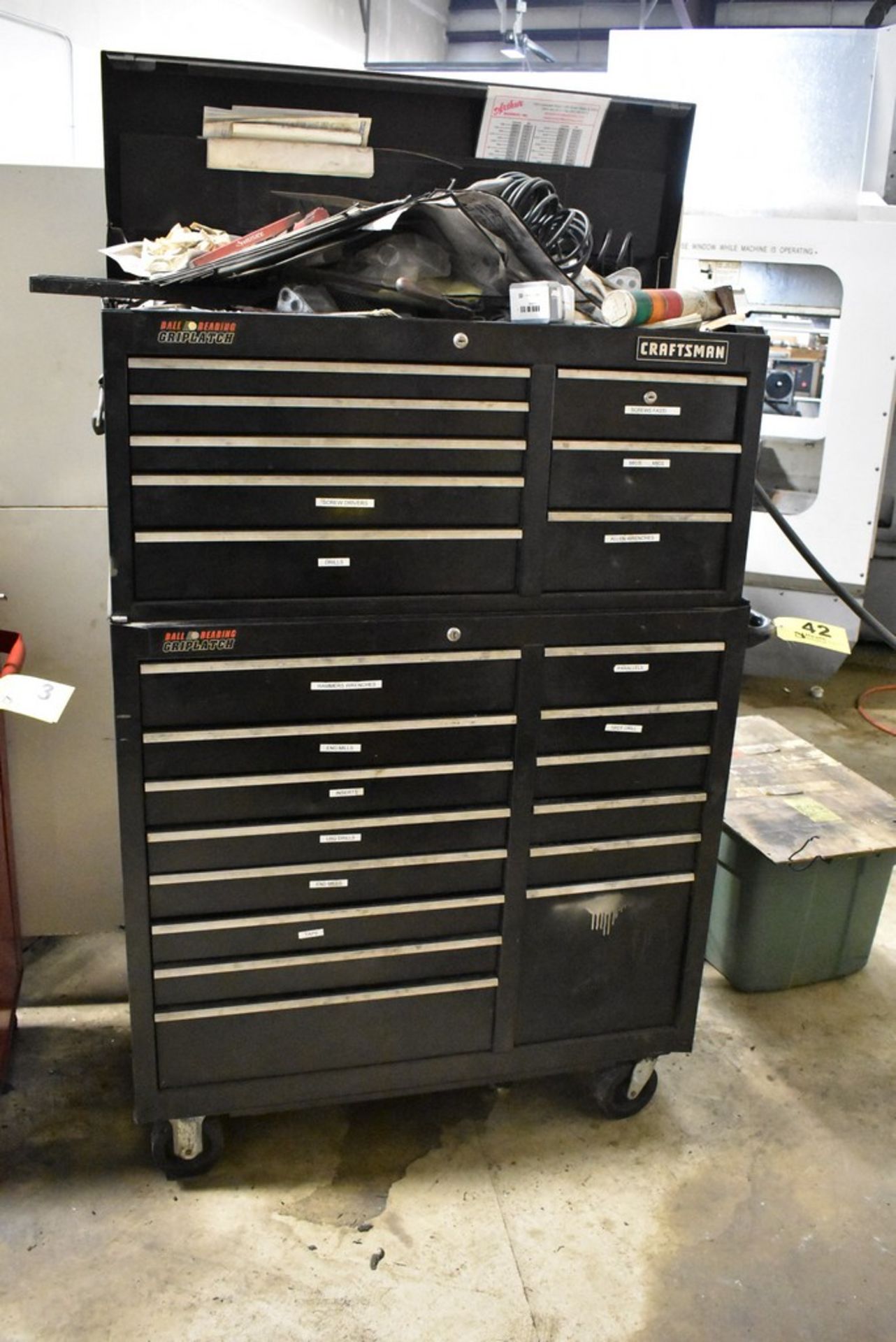 CRAFTSMAN FOURTEEN DRAWER ROLLING TOOL CABINET WITH EIGHT DRAWER TOOL CHEST