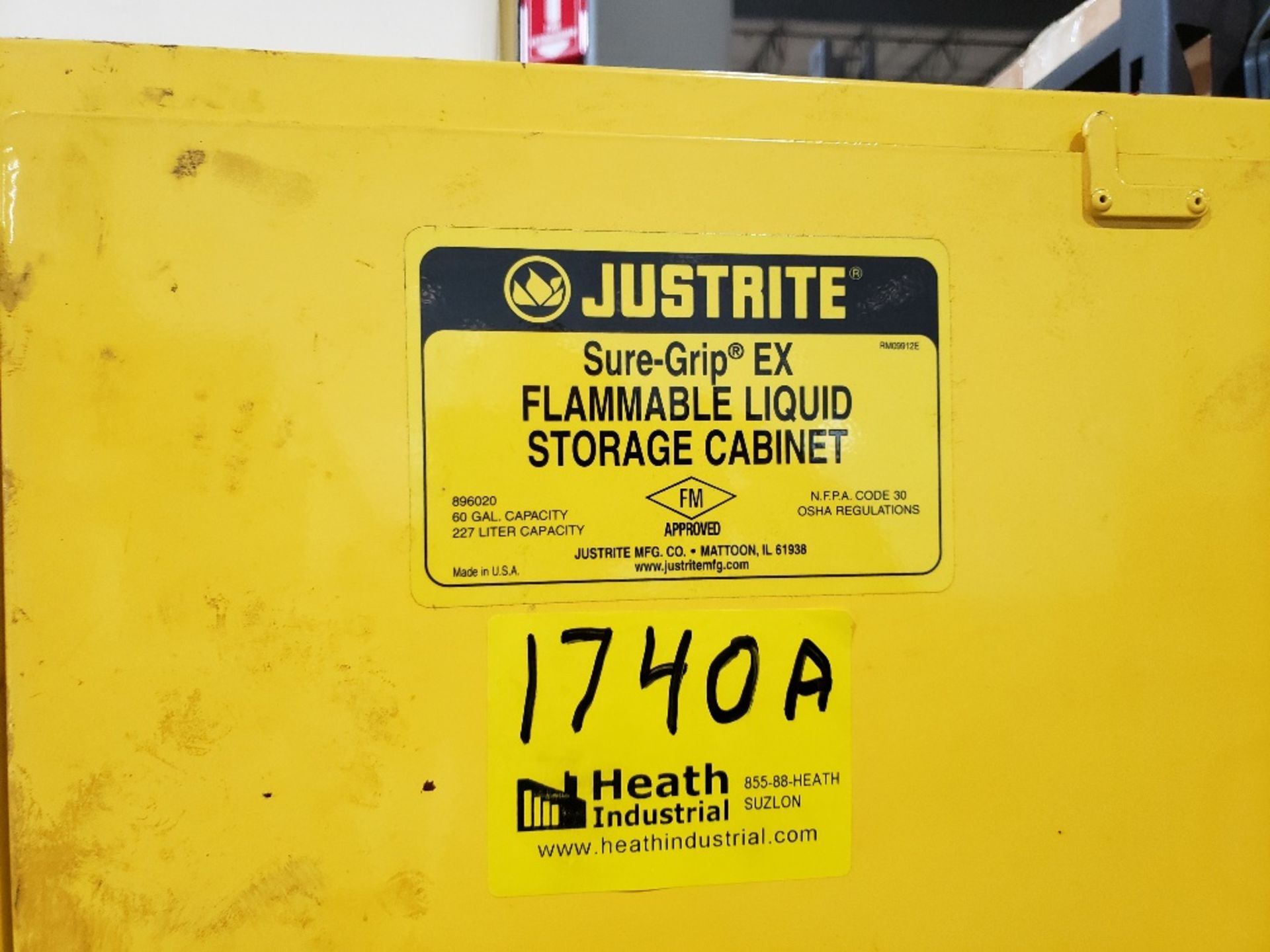 JUSTRITE SUREGRIP EX TWO DOOR FLAMMABLE LIQUID STORAGE CABINET, 34" X 34" X 65" - Image 2 of 4