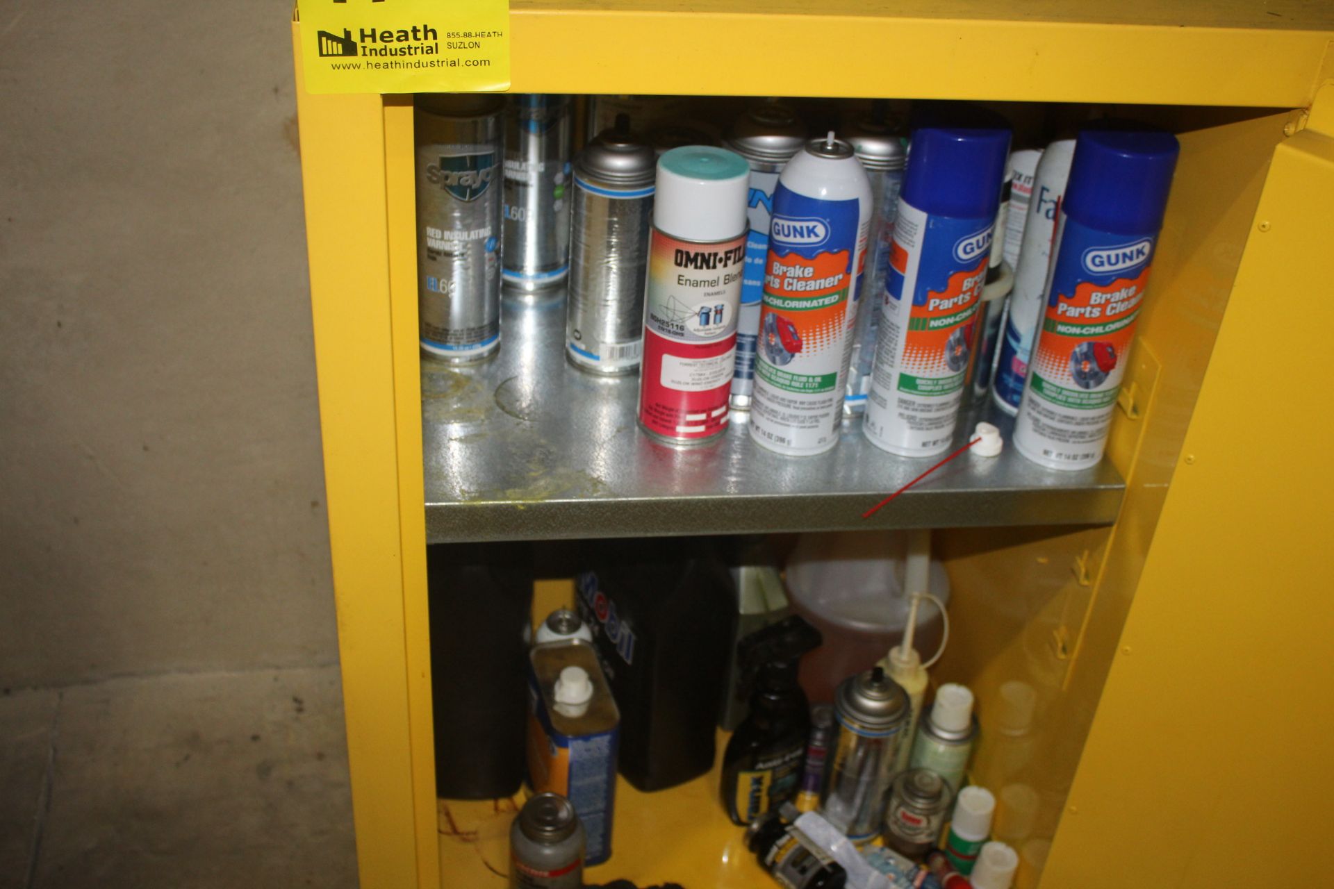 ULINE FLAMMABLE LIQUID STORAGE CABINET, 23" X 18" X 35" WITH CONTENTS (AEROSOLS, CLEANERS, ETC.) - Image 3 of 3