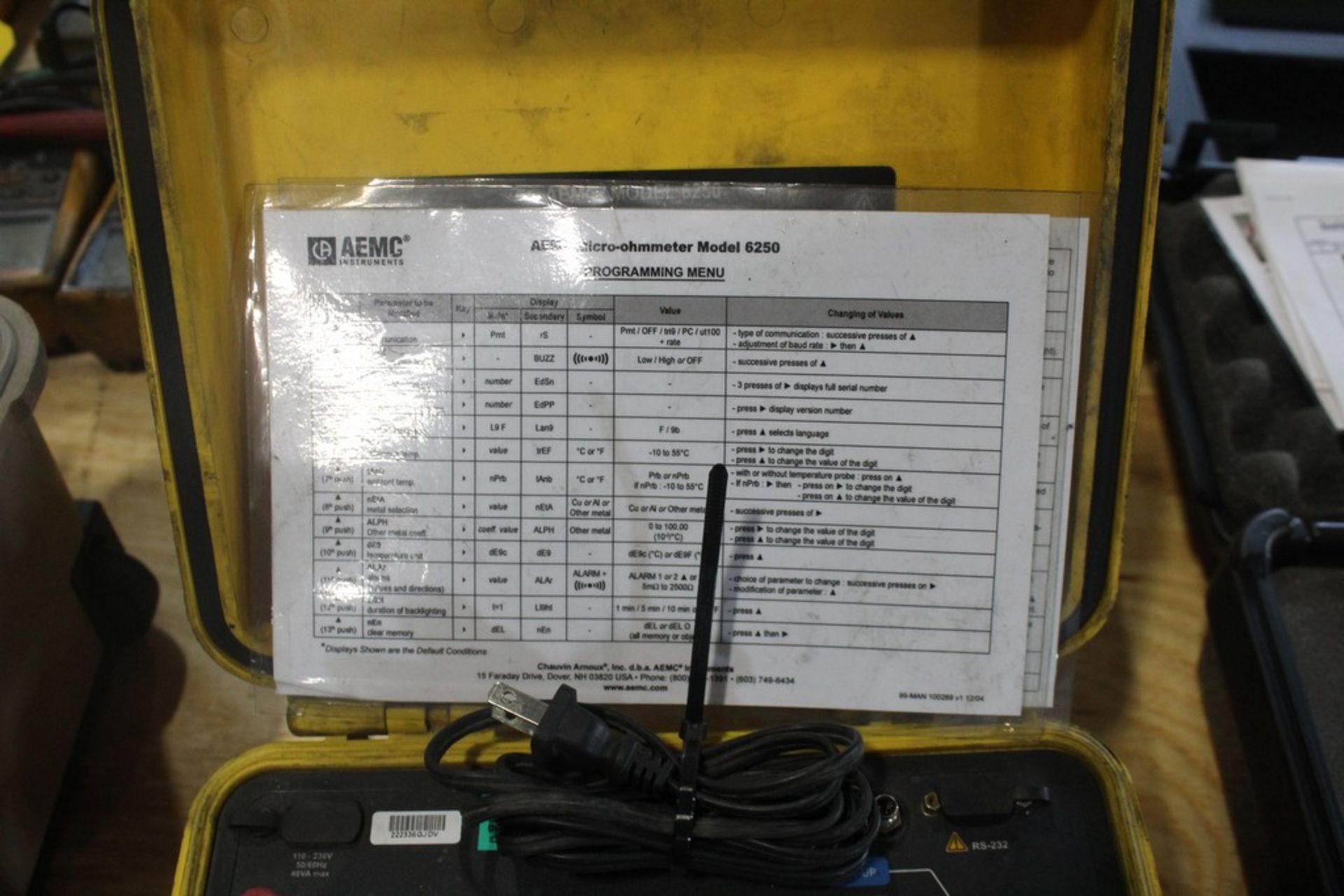 AEMC MODEL 6250 MICRO-OHMMETER - Image 2 of 3