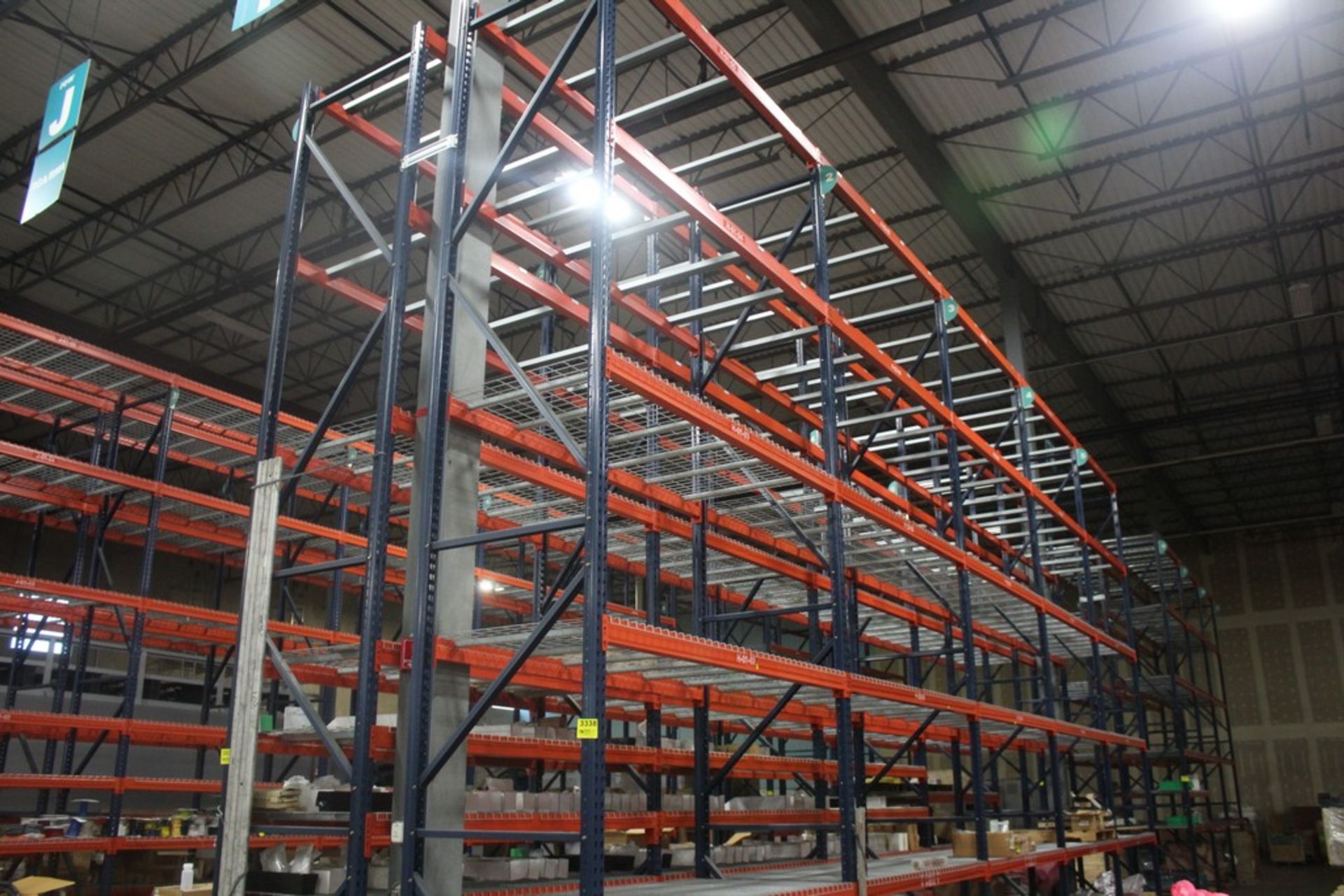 (5) SECTIONS HEAVY DUTY ADJUSTABLE TEARDROP PALLET RACK, 8' X 42" X 20'